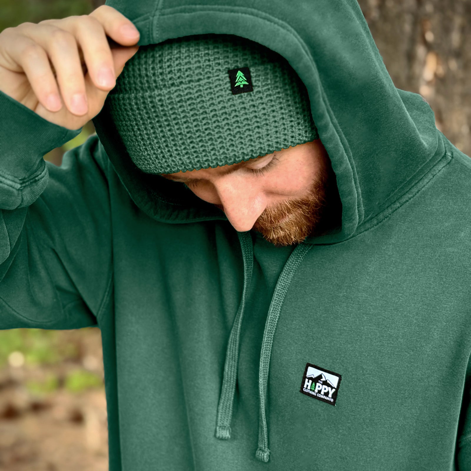 Nature-Dyed Unisex Hoodie w / Logo Label | 🏔️ Mountain Edition | - The Happy Clothing Company