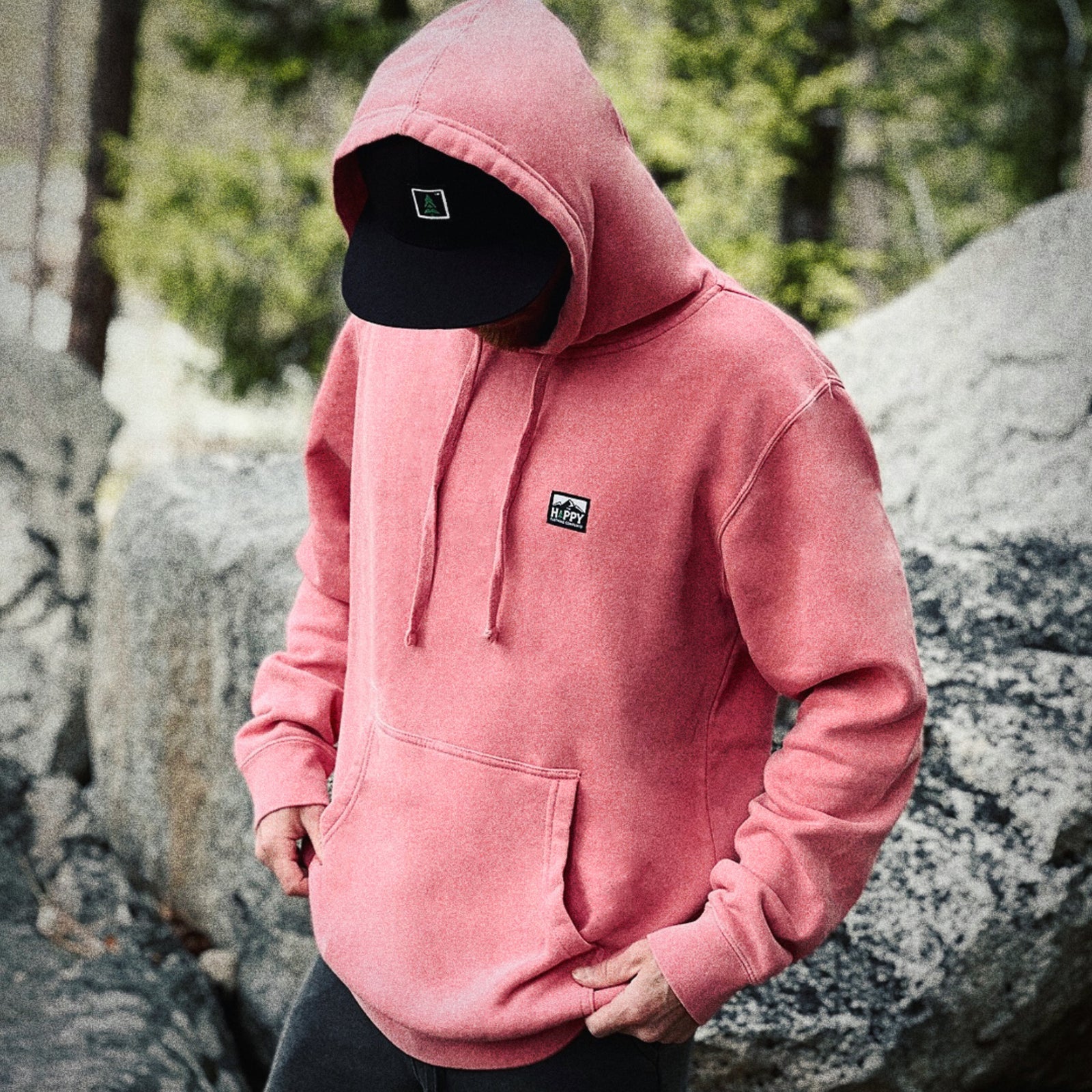 Nature-Dyed Unisex Hoodie w / Logo Label - The Happy Clothing Company