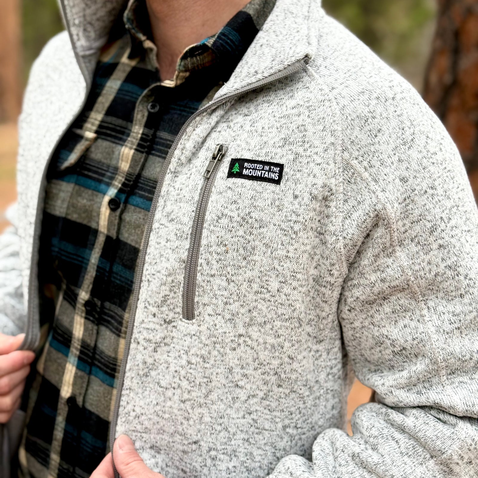 Alpine Knit Full Zip Jacket w / Rooted In The Mountains Label - The Happy Clothing Company