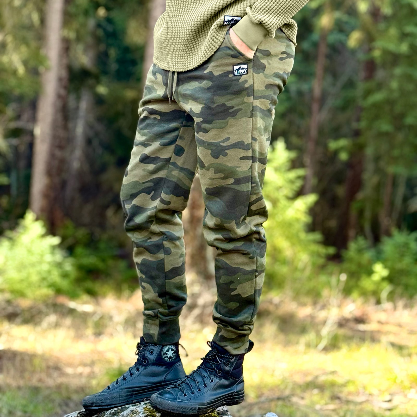 Heavyweight Jogger-Style Sweats w / Logo Label | Camo Edition | - The Happy Clothing Company
