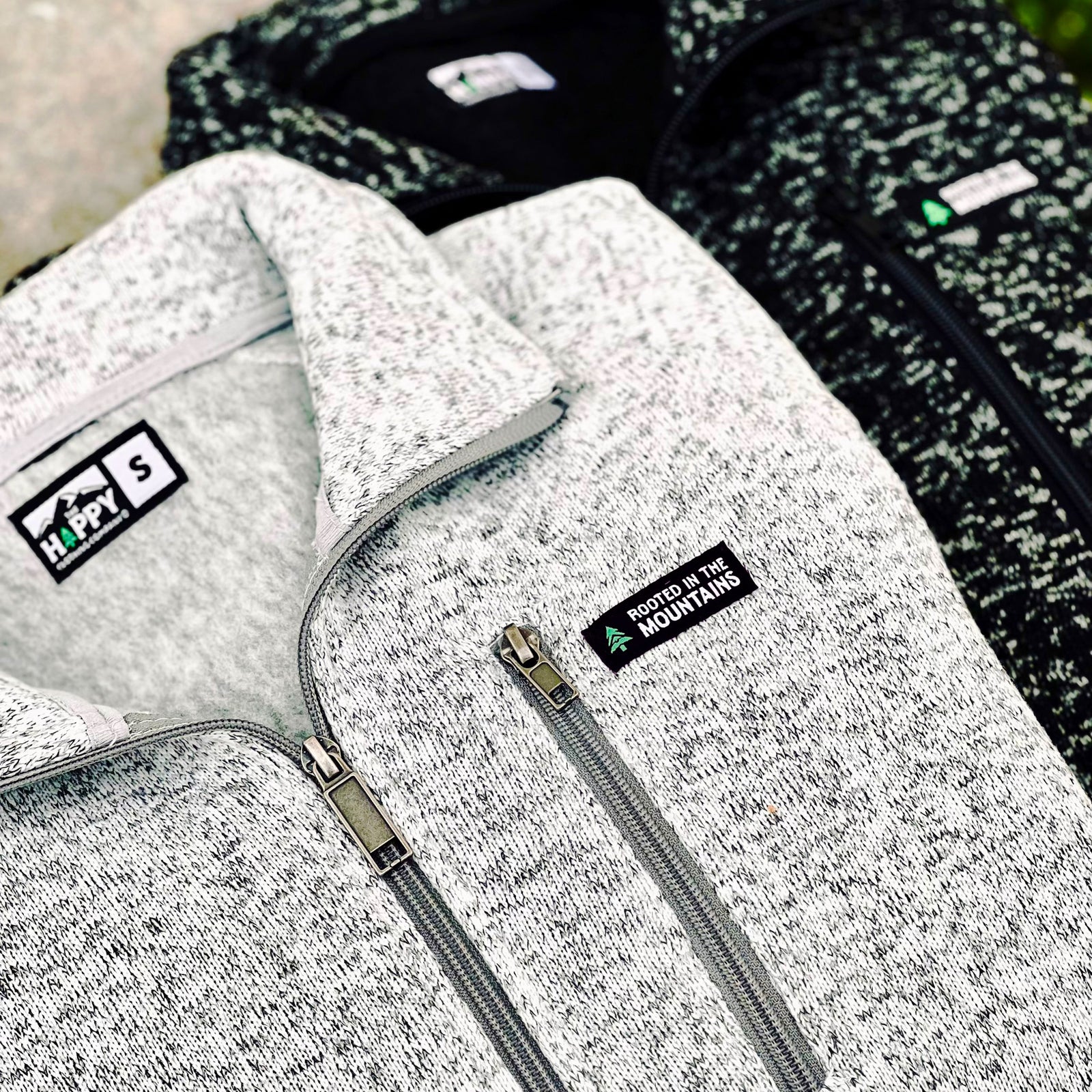 Alpine Knit Full Zip Jacket w / Rooted In The Mountains Label - The Happy Clothing Company