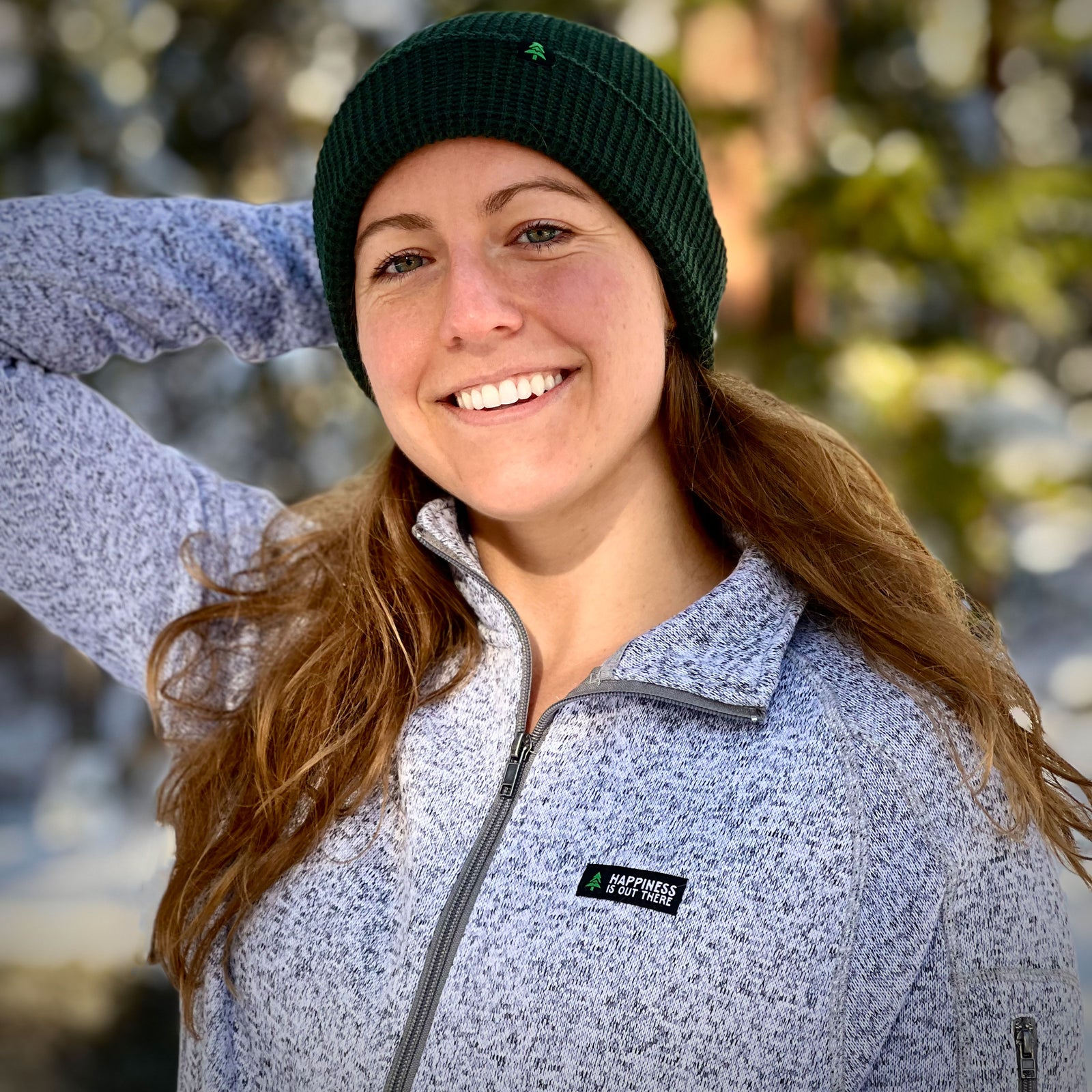 Women's Alpine Knit Full Zip Jacket w / Happiness Is Out There Label - The Happy Clothing Company