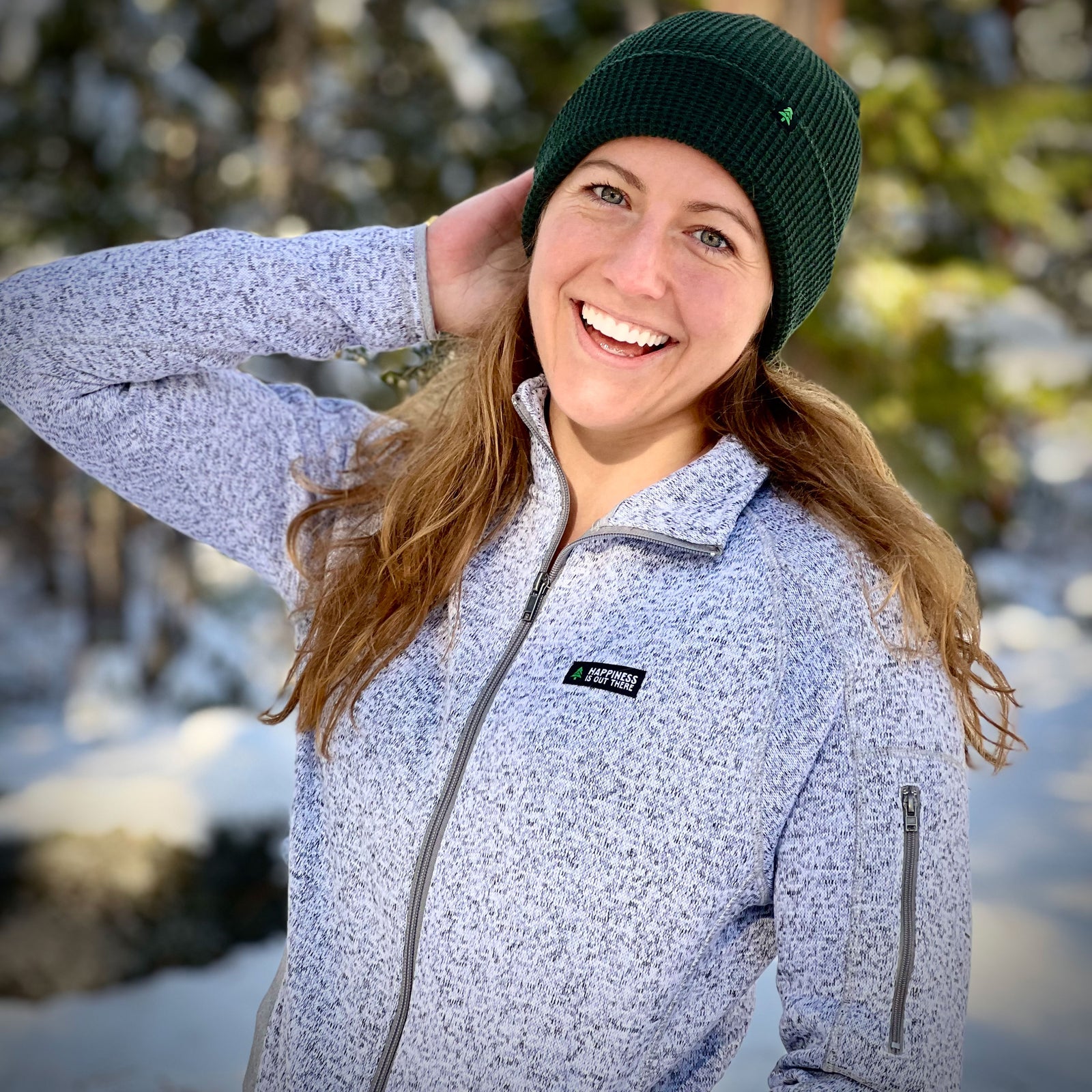 Women's Alpine Knit Full Zip Jacket w / Happiness Is Out There Label - The Happy Clothing Company