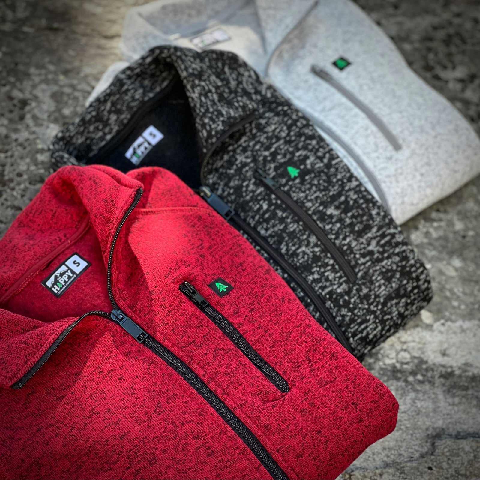 Alpine Knit Full Zip Jacket w / Mountain-Tree Label - The Happy Clothing Company