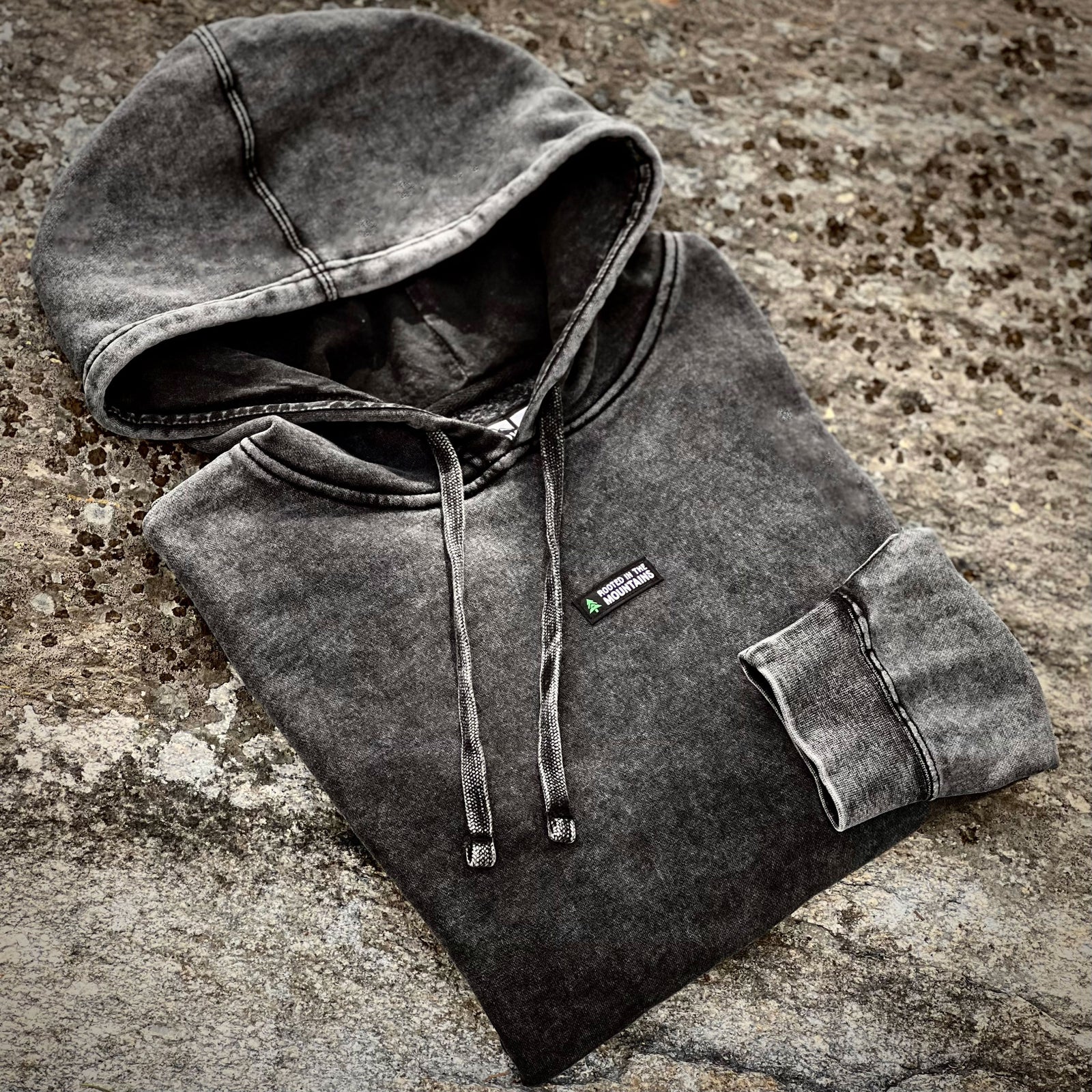 Rooted In The Mountains Mineral Wash Unisex Hoodie - The Happy Clothing Company