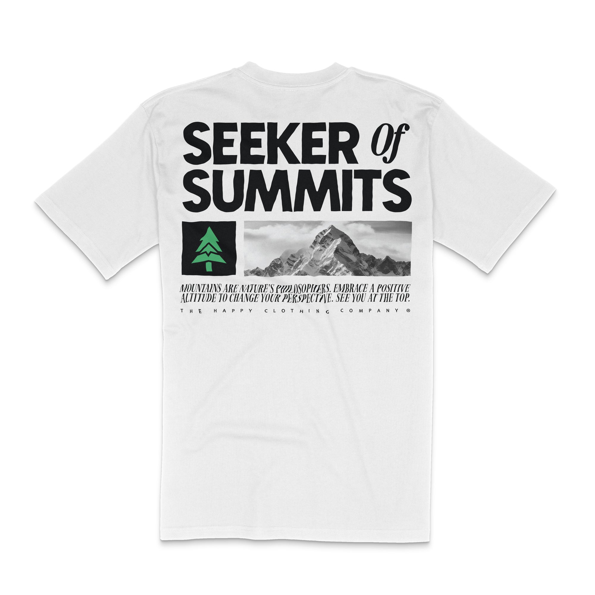 Seeker Of Summits Black & White Back Print 'Lifestyle Tee' | Premium Heavyweight |