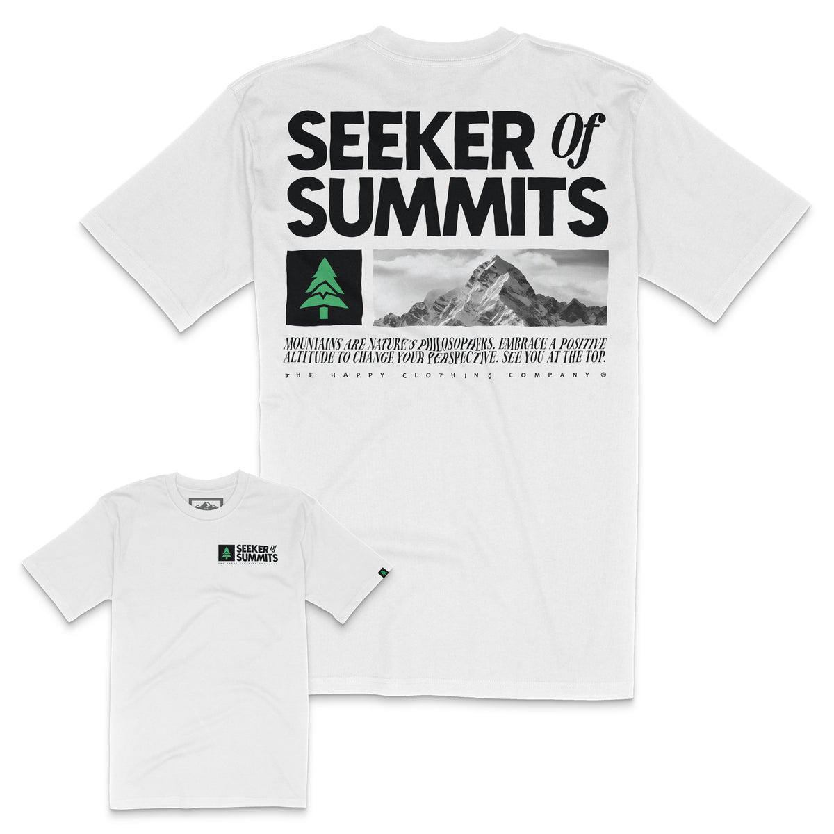 Seeker Of Summits Black &amp; White Back Print &#39;Lifestyle Tee&#39; | Premium Heavyweight |