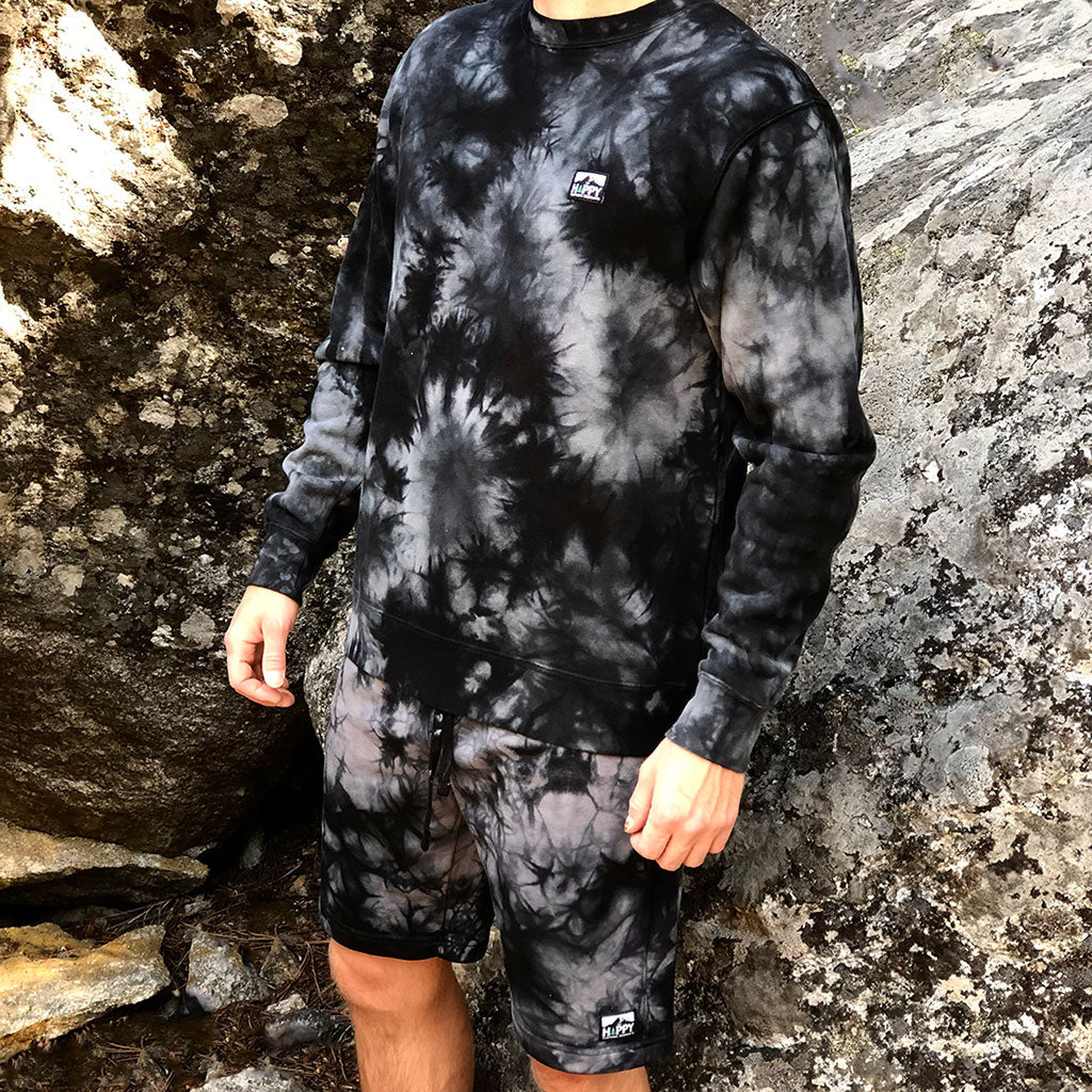 Logo Label Tie-Dyed <br> | Space Edition | Crewneck Sweatsuit w / Shorts - The Happy Clothing Company