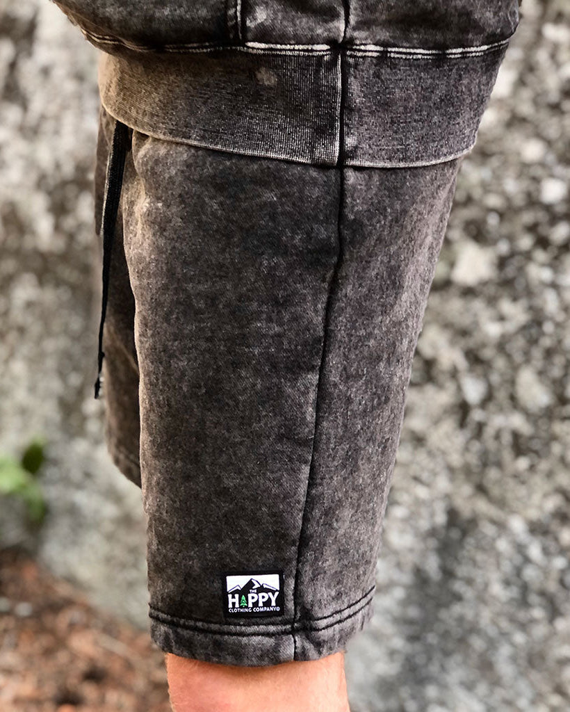 Logo Label Mineral Wash <br> Sweatsuit w / Shorts - The Happy Clothing Company