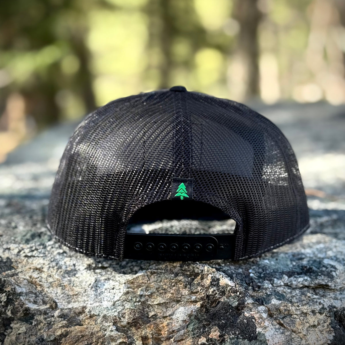 Mountains Trees and Seas Woven Patch 7 Panel Cap - The Happy Clothing Company