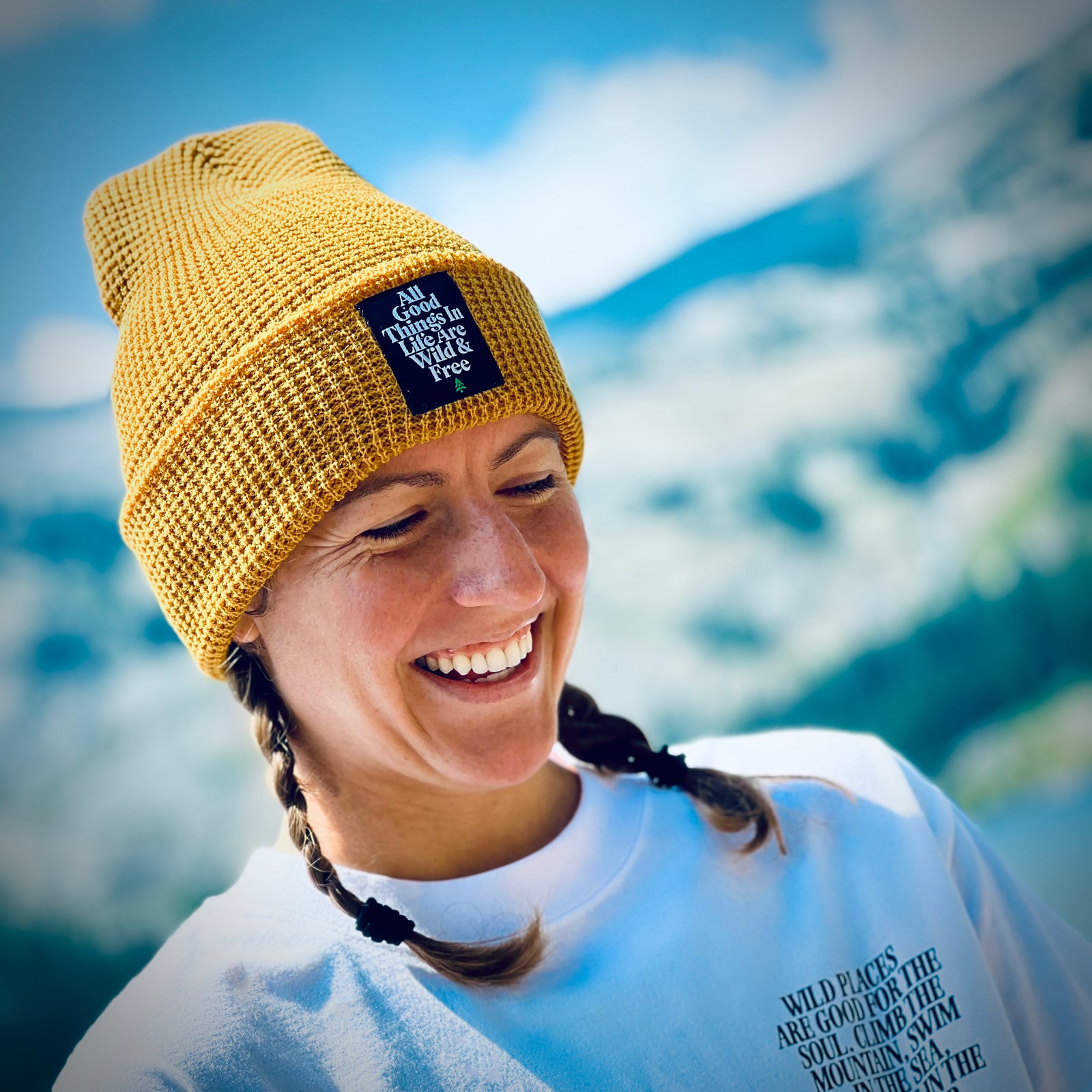 All Good Things Are Wild & Free Waffle Cuffed Beanie - The Happy Clothing Company