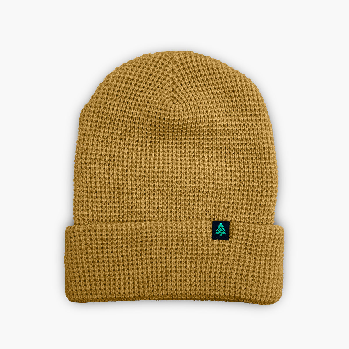 Mountain-Tree Label Waffle Cuffed Beanie - The Happy Clothing Company