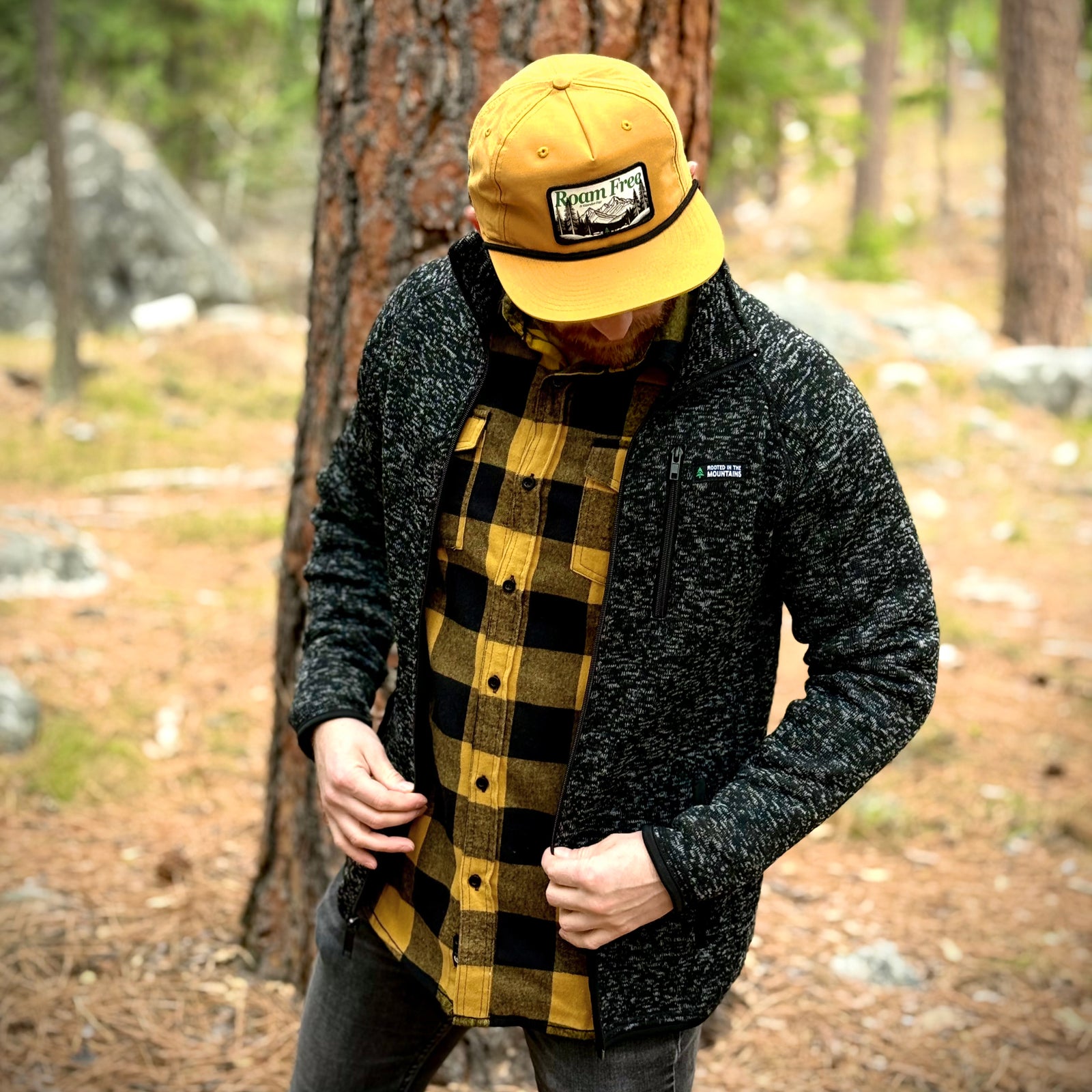 Alpine Knit Full Zip Jacket w / Rooted In The Mountains Label - The Happy Clothing Company