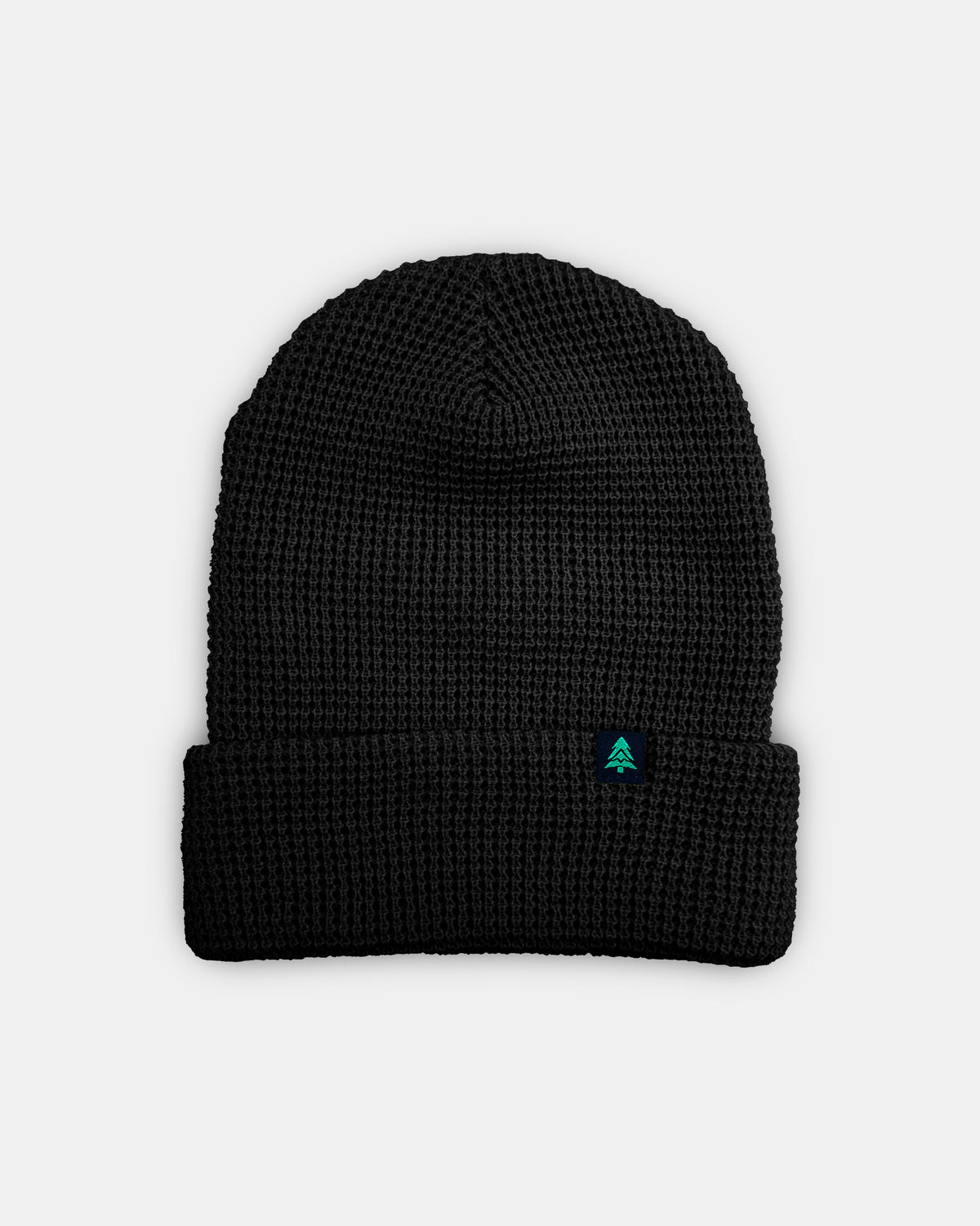 Mountain-Tree Label Waffle Cuffed Beanie - The Happy Clothing Company