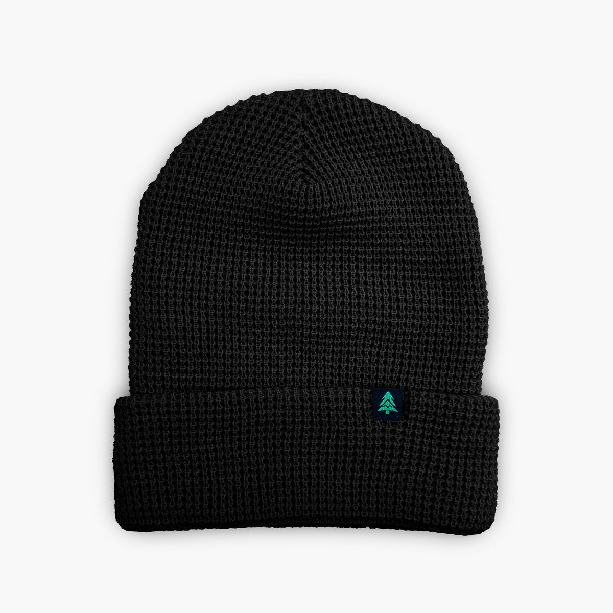 Mountain-Tree Label Waffle Cuffed Beanie - The Happy Clothing Company