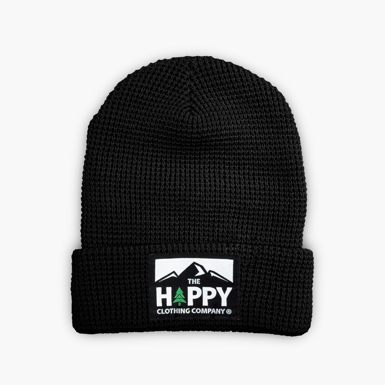 Logo Label Waffle Cuffed Beanie - The Happy Clothing Company