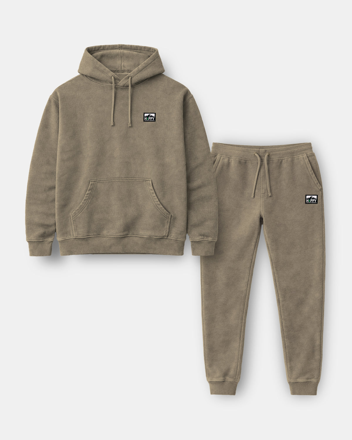 Nature-Dyed Full Sweatsuit w / Logo Label - The Happy Clothing Company