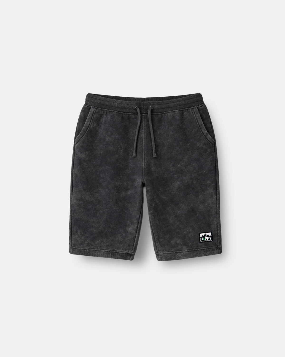 Logo Label Unisex Mineral Wash Shorts - The Happy Clothing Company