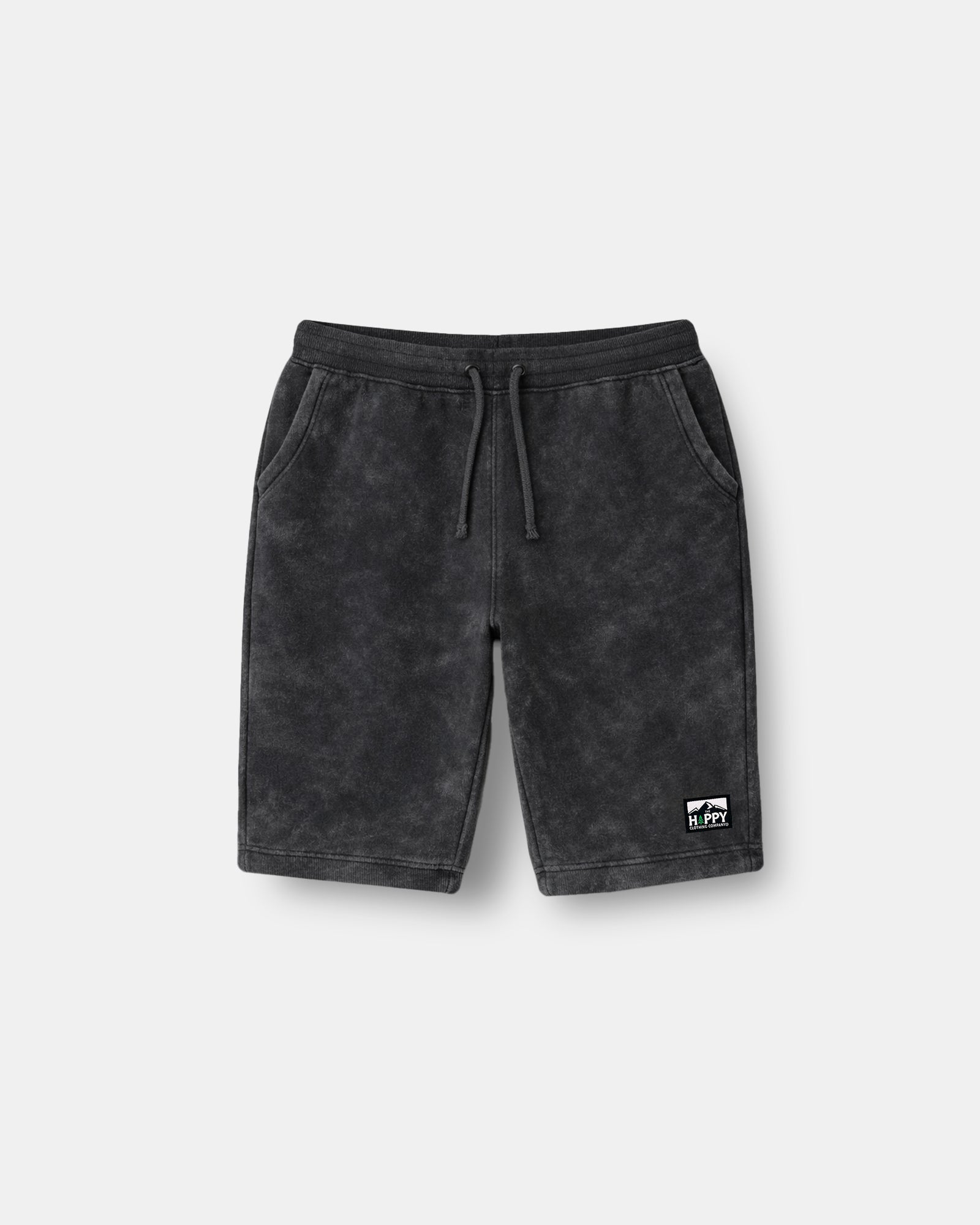 Logo Label Unisex Mineral Wash Shorts - The Happy Clothing Company