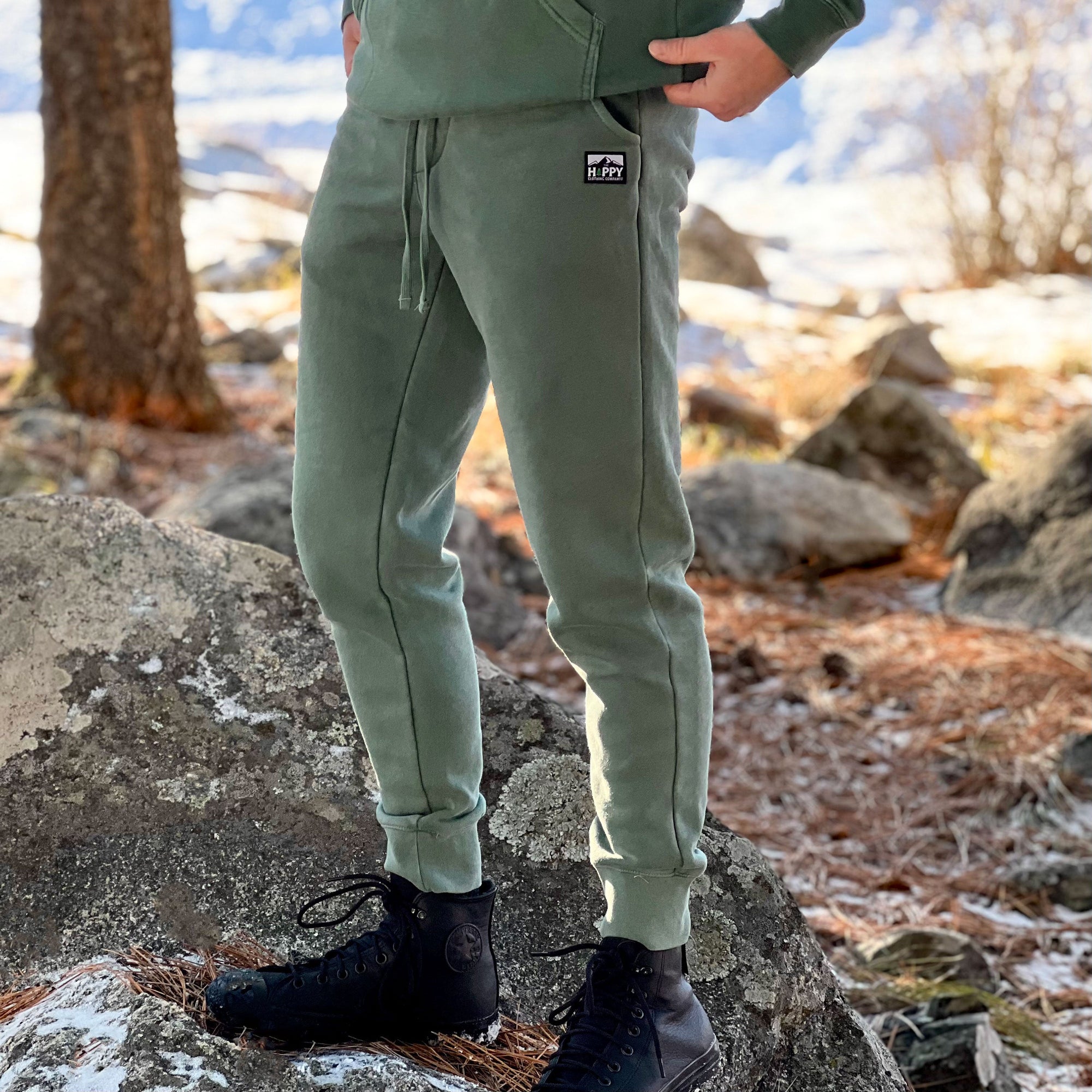 Nature-Dyed Unisex Jogger-Style Sweats w / Logo Label | 🏔️ Mountain Edition | - The Happy Clothing Company