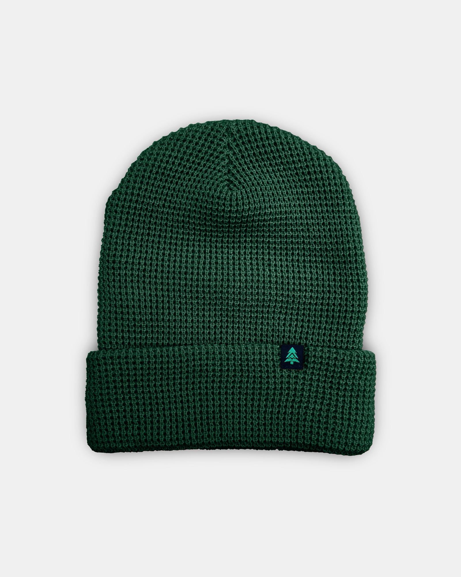 Mountain-Tree Label Waffle Cuffed Beanie - The Happy Clothing Company