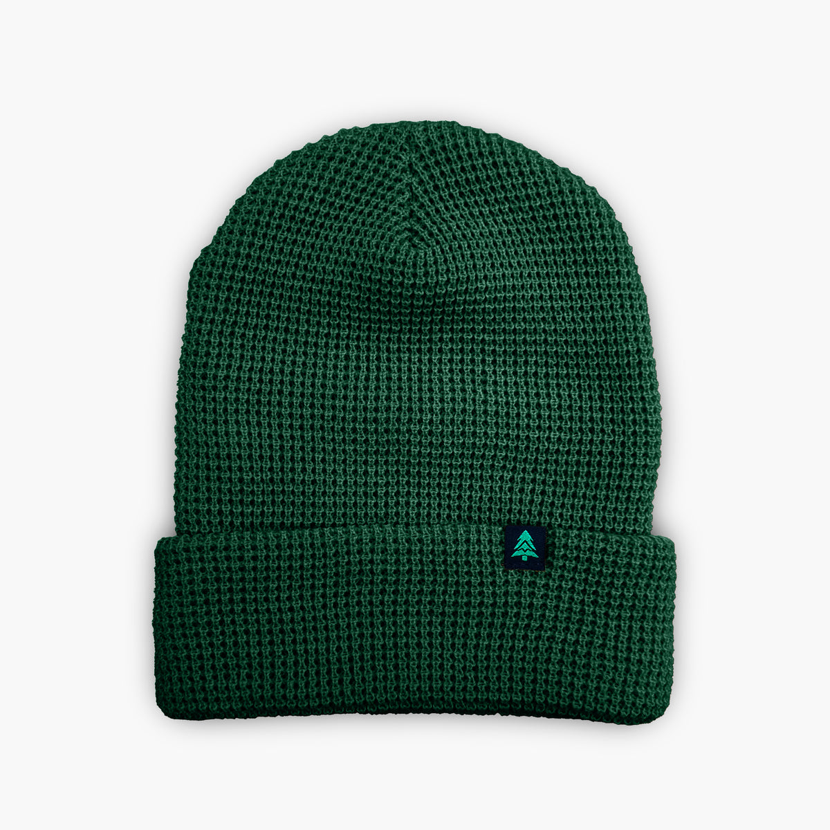 Mountain-Tree Label Waffle Cuffed Beanie - The Happy Clothing Company