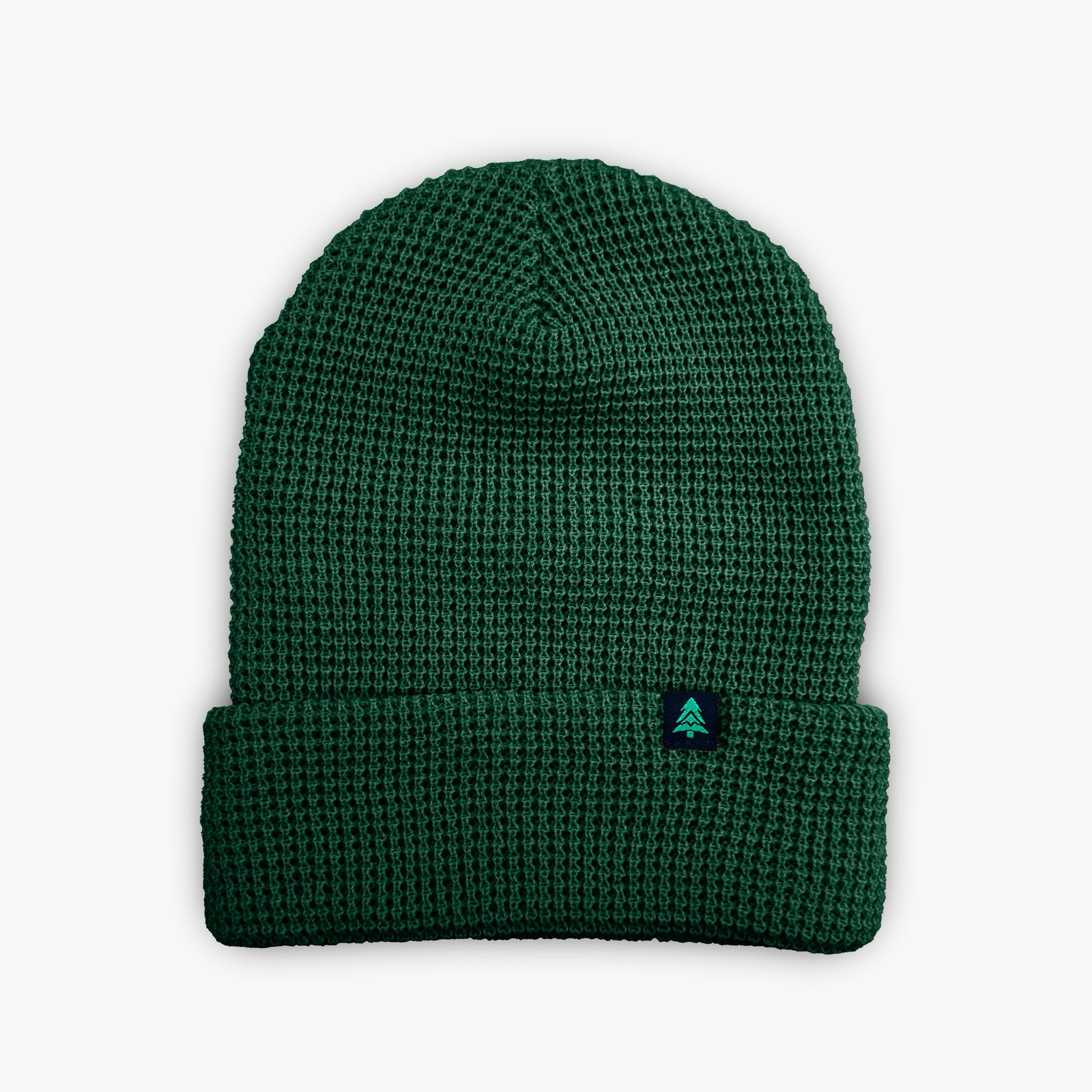 Mountain-Tree Label Waffle Cuffed Beanie - The Happy Clothing Company