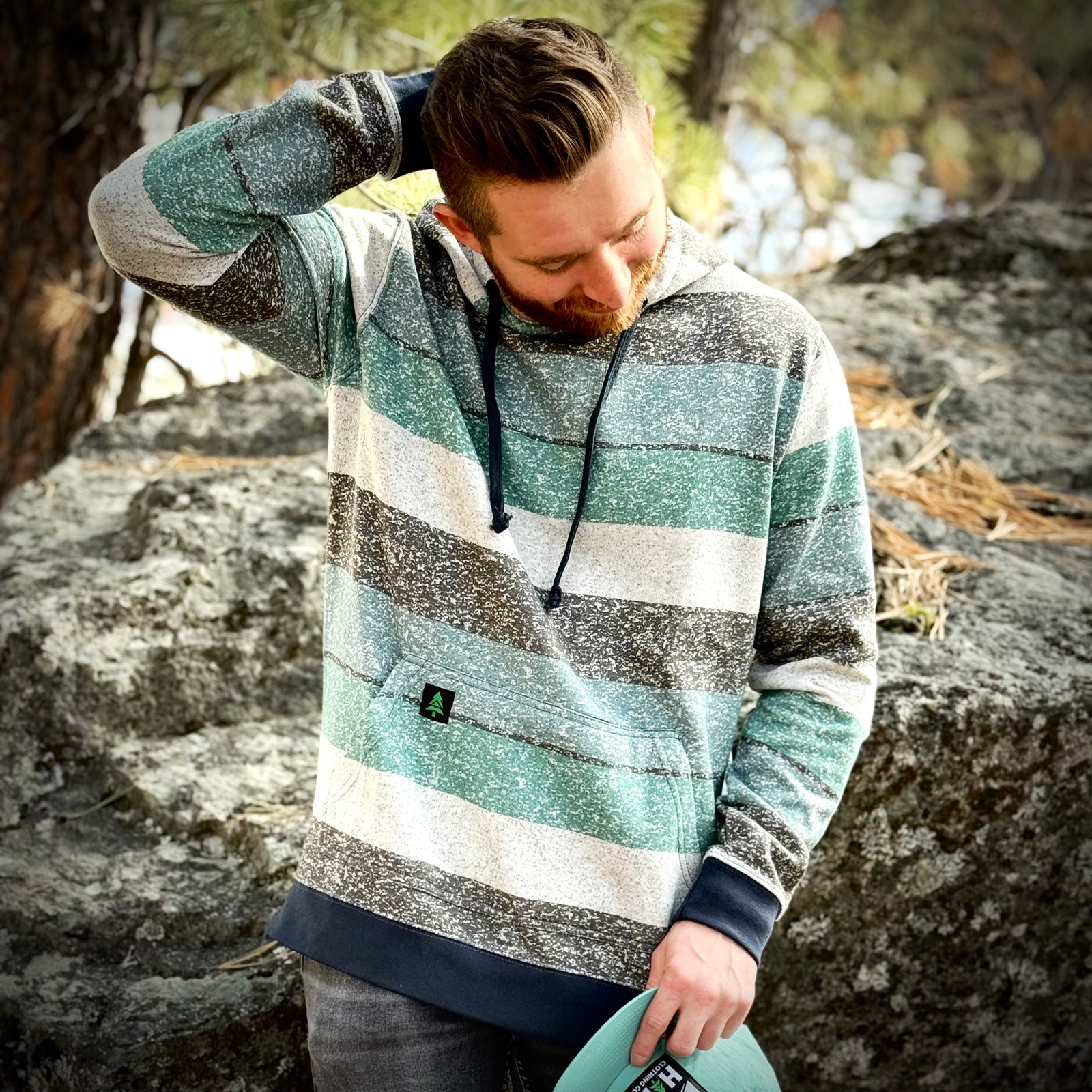 Oceanside Fleece Mid-weight Hoodie w/ Mountain Tree - The Happy Clothing Company