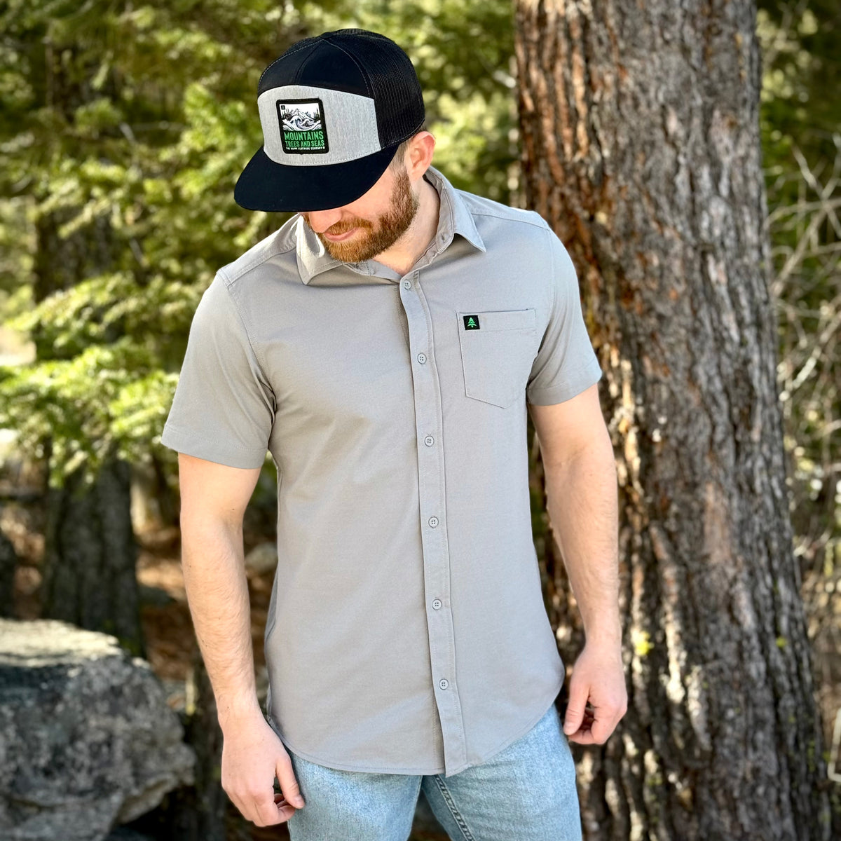 Street To Peak Woven Stretch Button-Up - The Happy Clothing Company
