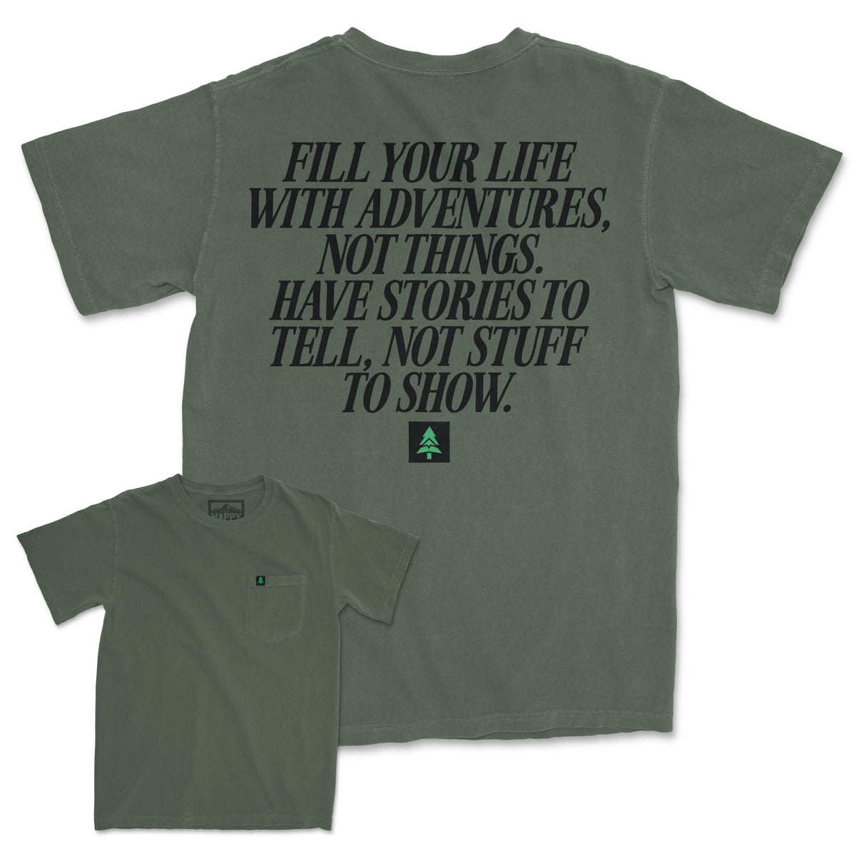 Fill Your Life With Adventures Pigment-Dyed Pocket T-Shirt - The Happy Clothing Company