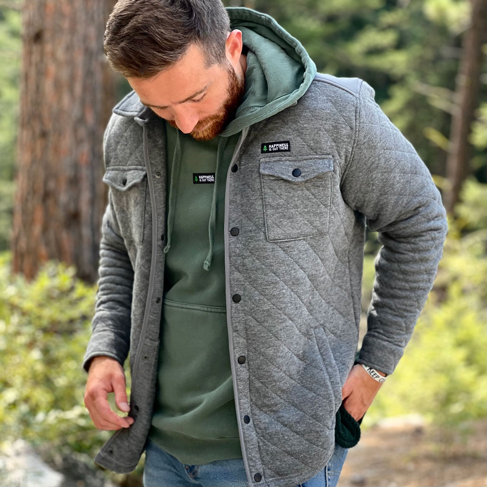 Happiness Is Out There Quilted Full Snap Jacket