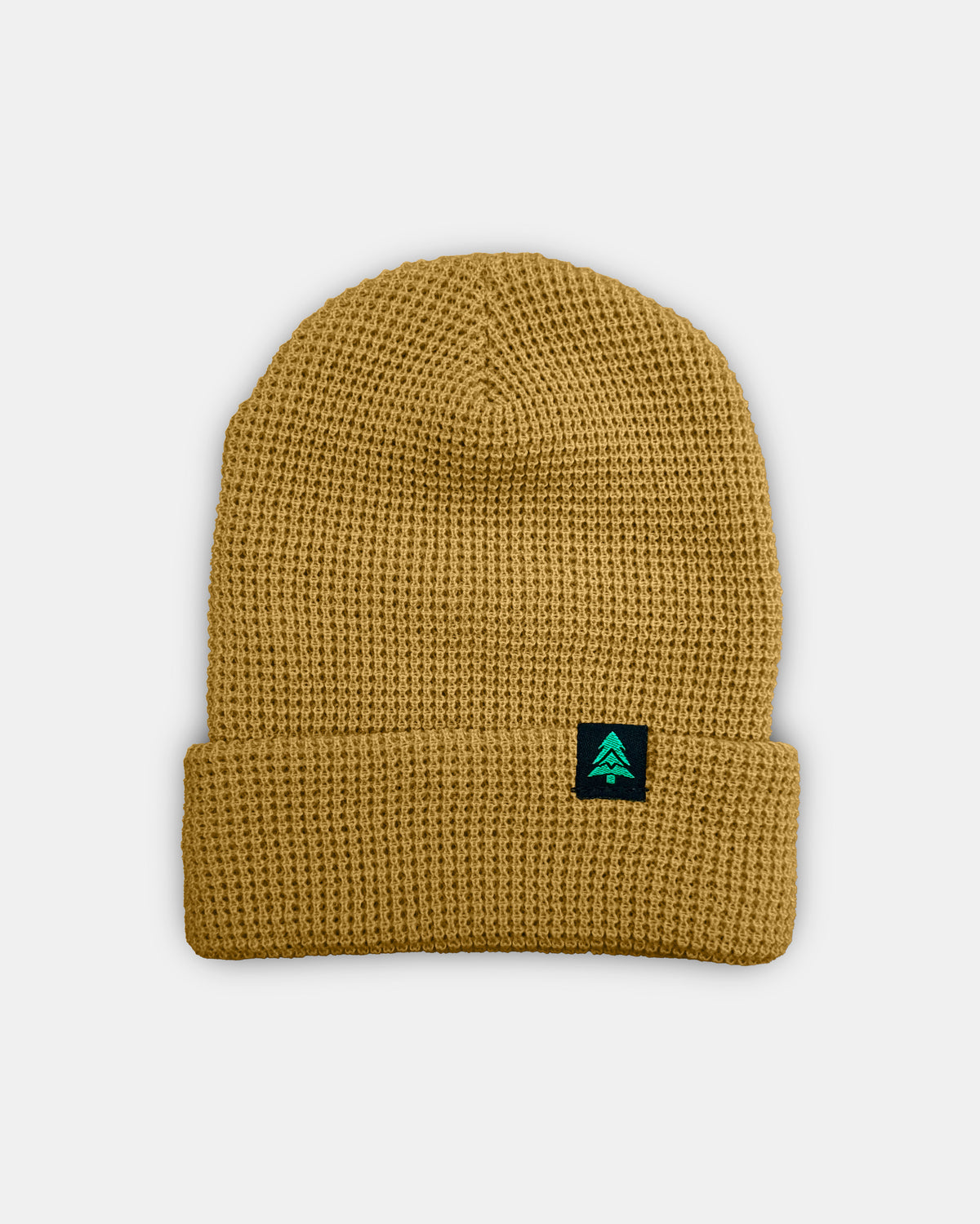 Mountain-Tree Label Waffle Cuffed Beanie
