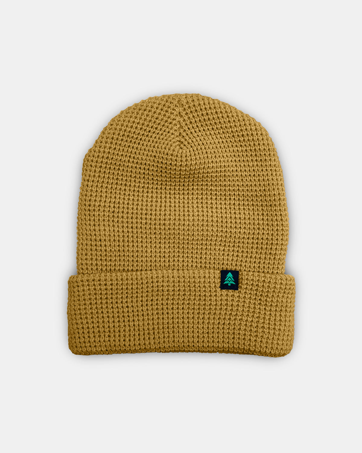 Mountain-Tree Label Waffle Cuffed Beanie - The Happy Clothing Company