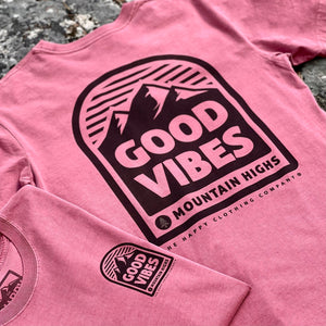 Good Vibes Mountain Highs Back Print Faded Tee | Lightweight |