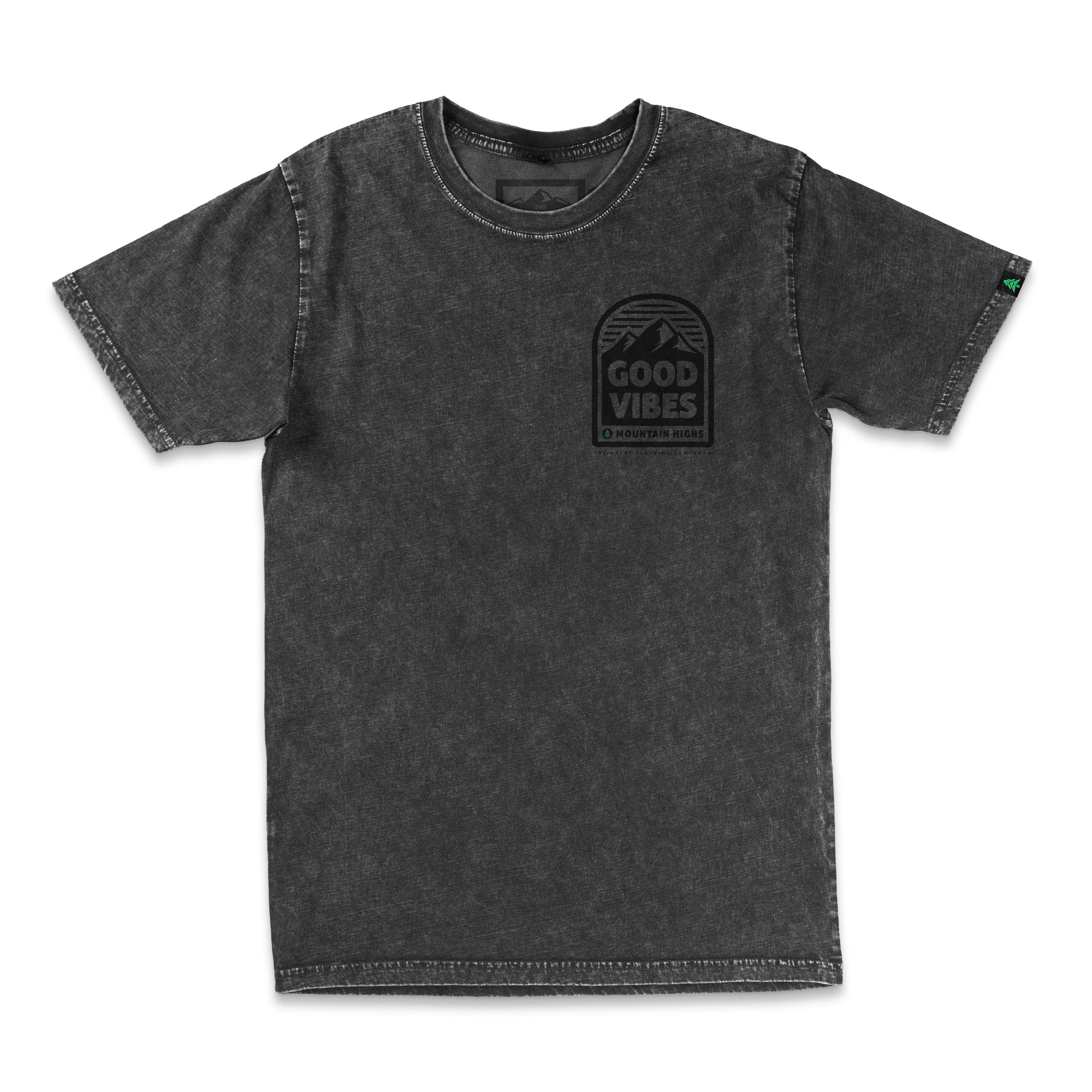 Good Vibes & Mountain Highs Back Print Lightweight Stone Wash Cotton Tee