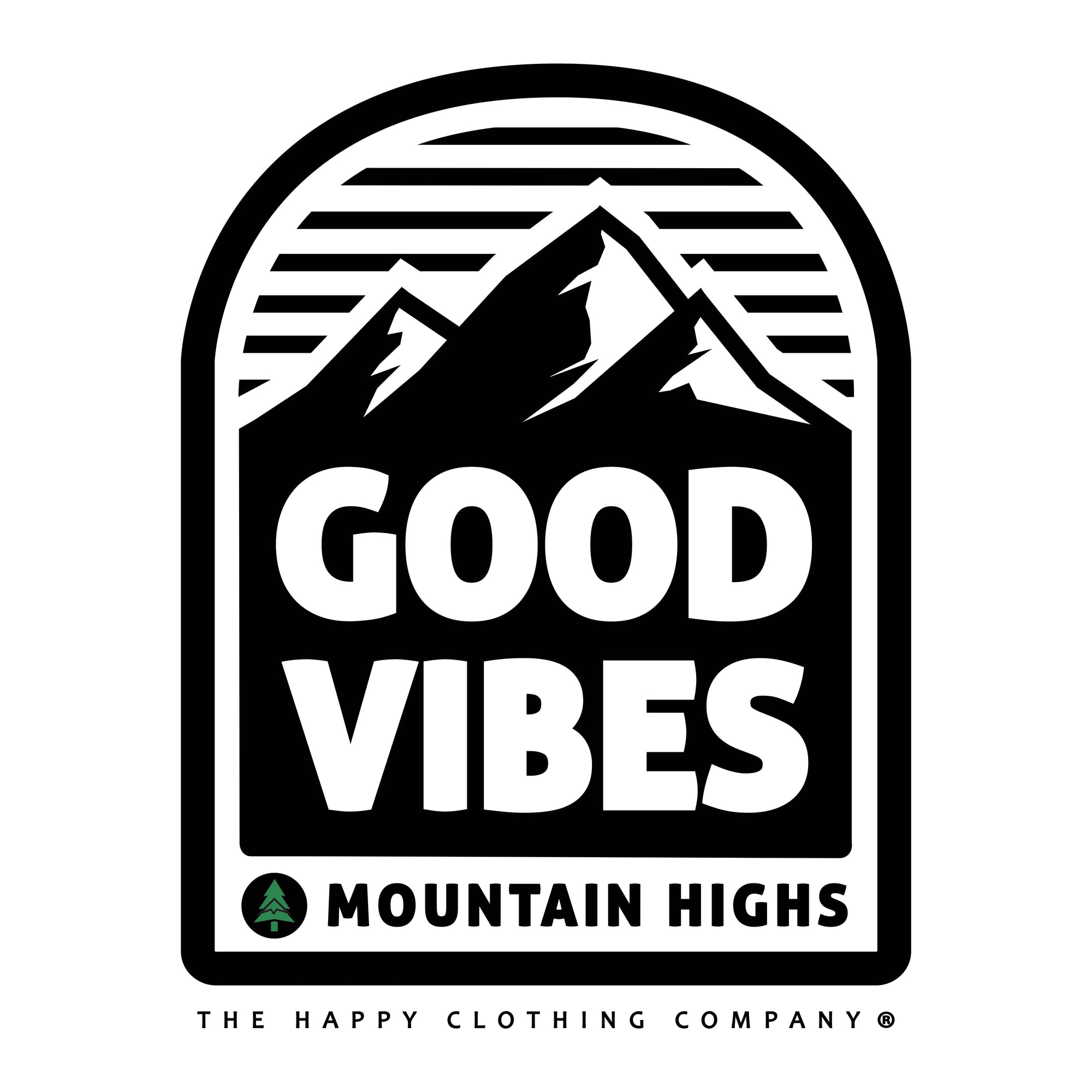 Good Vibes Mountain Highs Back Print Essential Tee | Premium Heavyweight |
