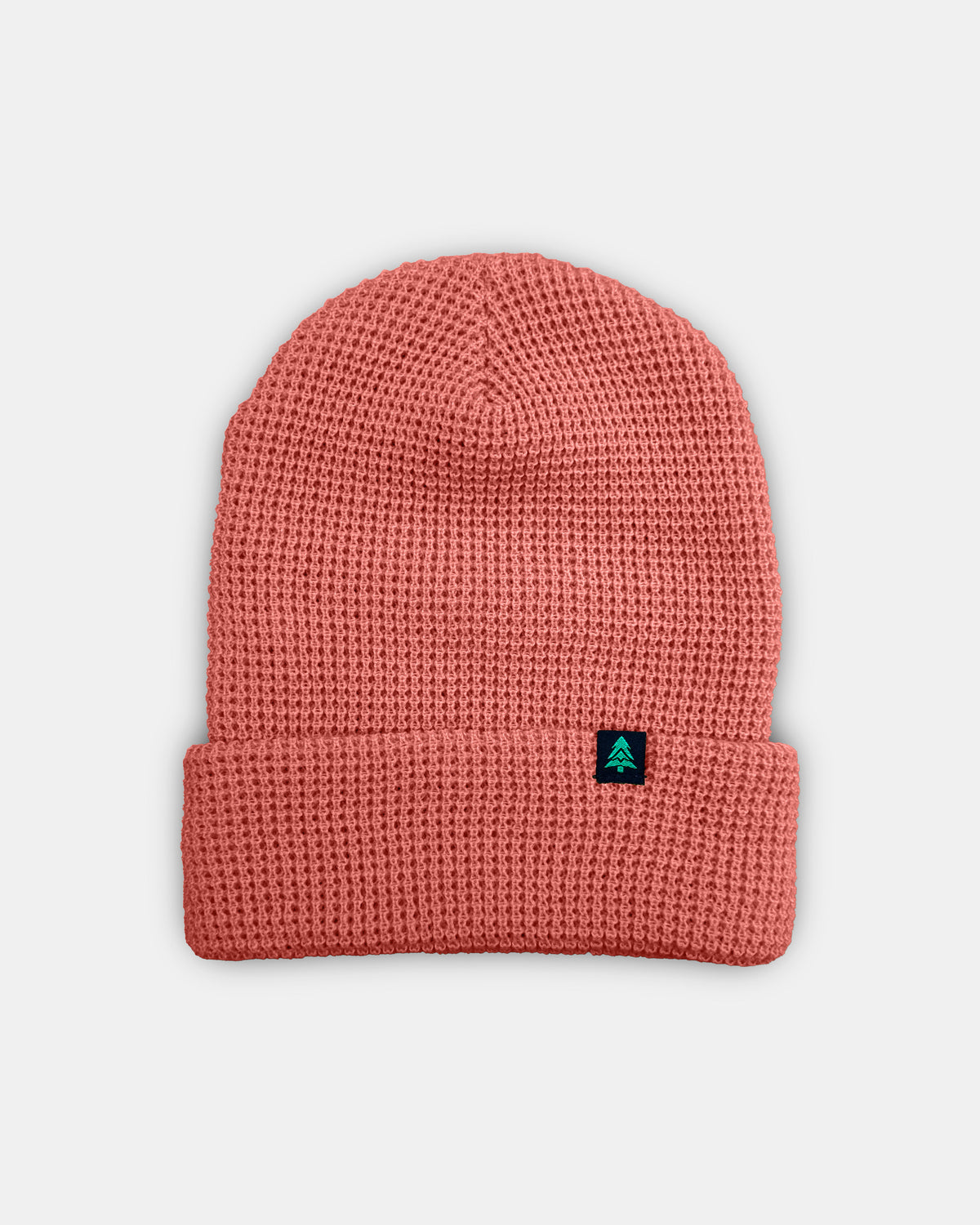 Mountain-Tree Label Waffle Cuffed Beanie - The Happy Clothing Company