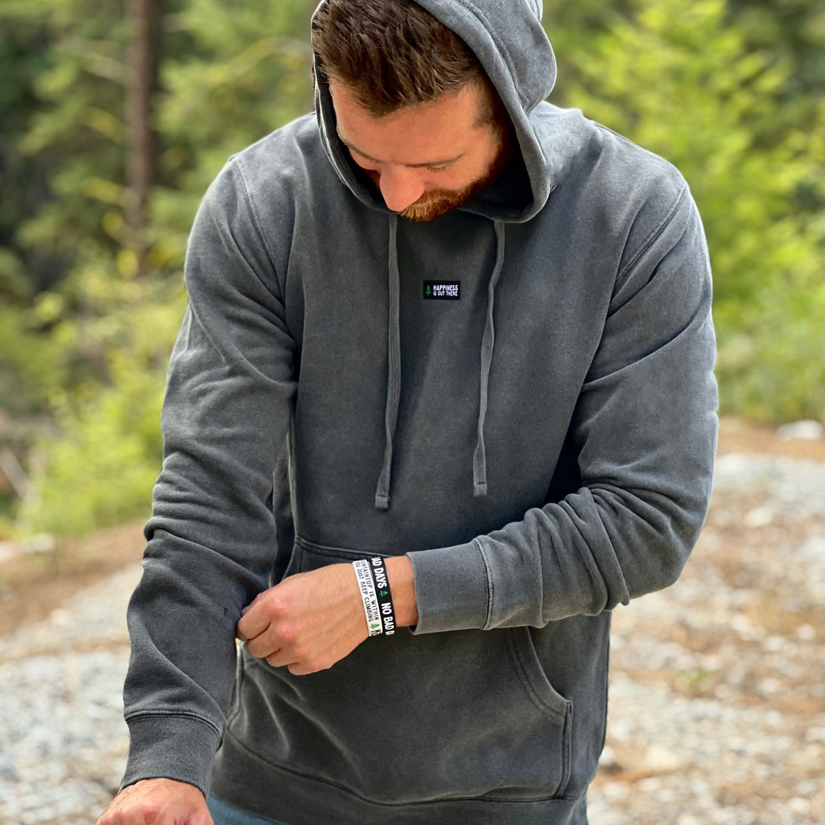 Nature-Dyed Unisex Hoodie w / Happiness Is Out There Label - The Happy Clothing Company