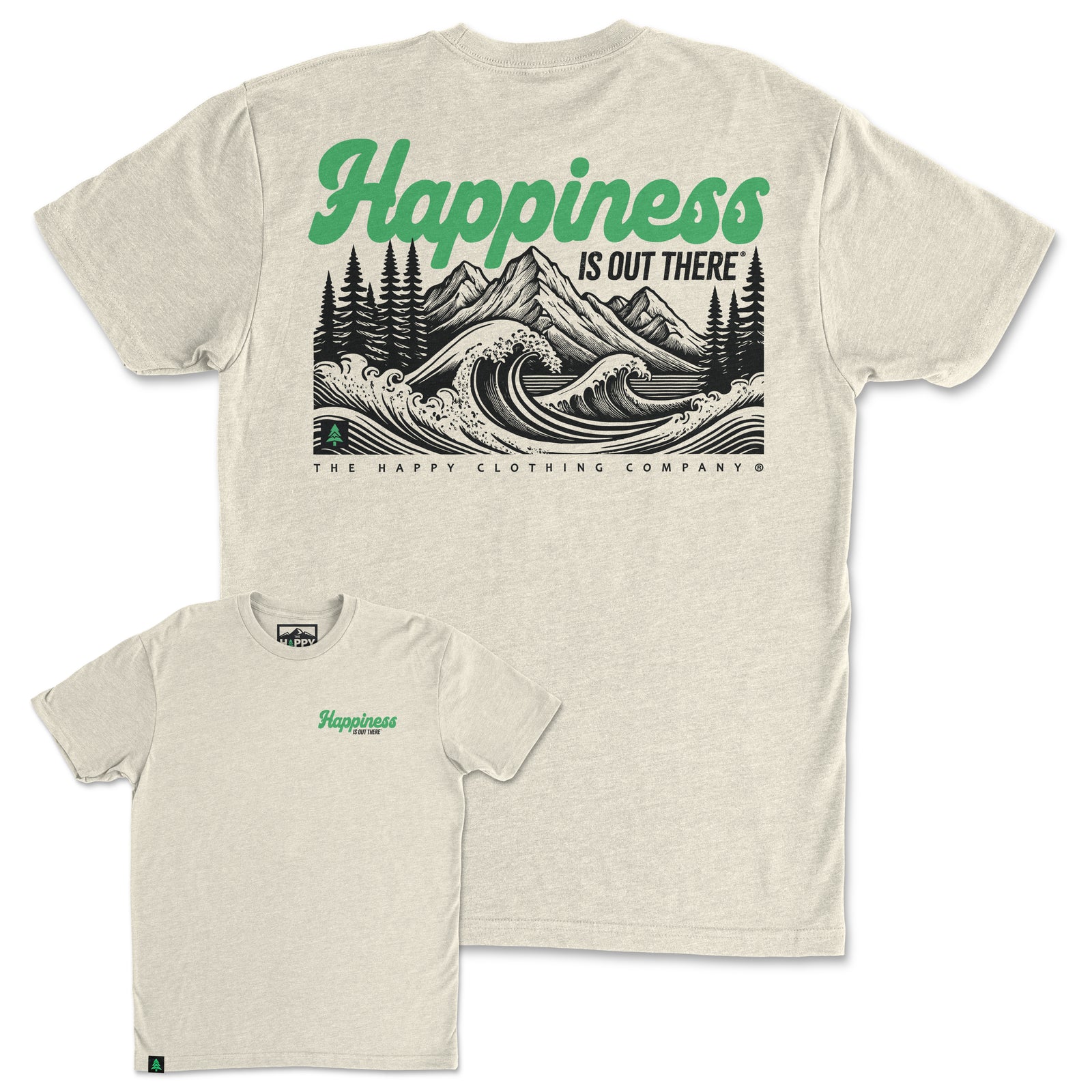 Happiness Is Out There Back Print 'Trail Tee' | Lightweight Blend | - The Happy Clothing Company