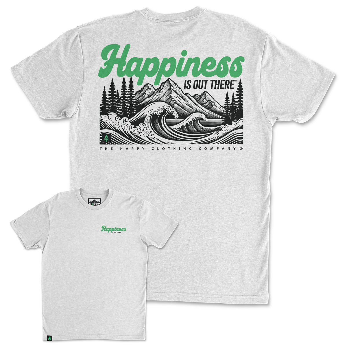 Happiness Is Out There Back Print 'Trail Tee' | Lightweight Blend | - The Happy Clothing Company