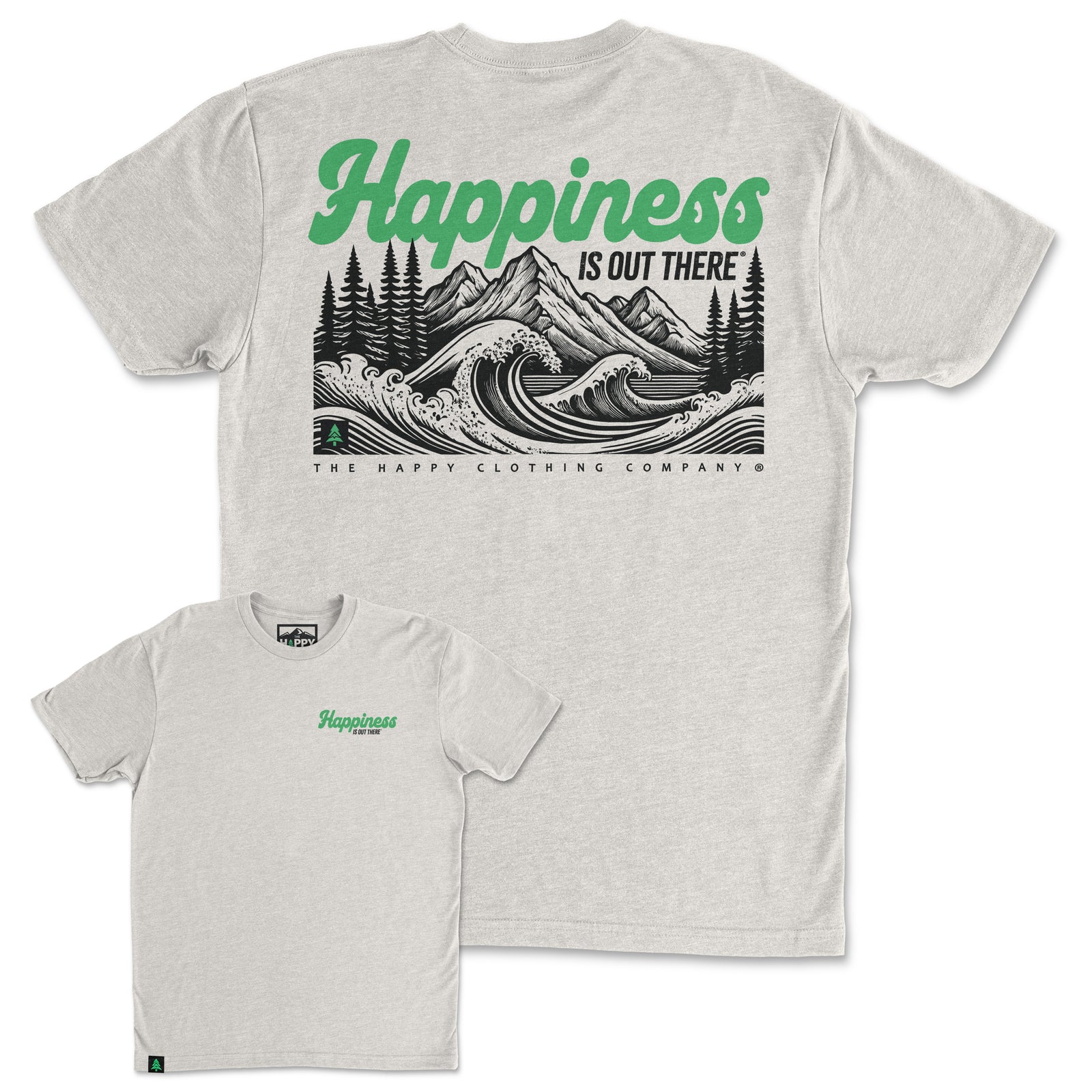 Happiness Is Out There Back Print 'Trail Tee' | Lightweight Blend | - The Happy Clothing Company