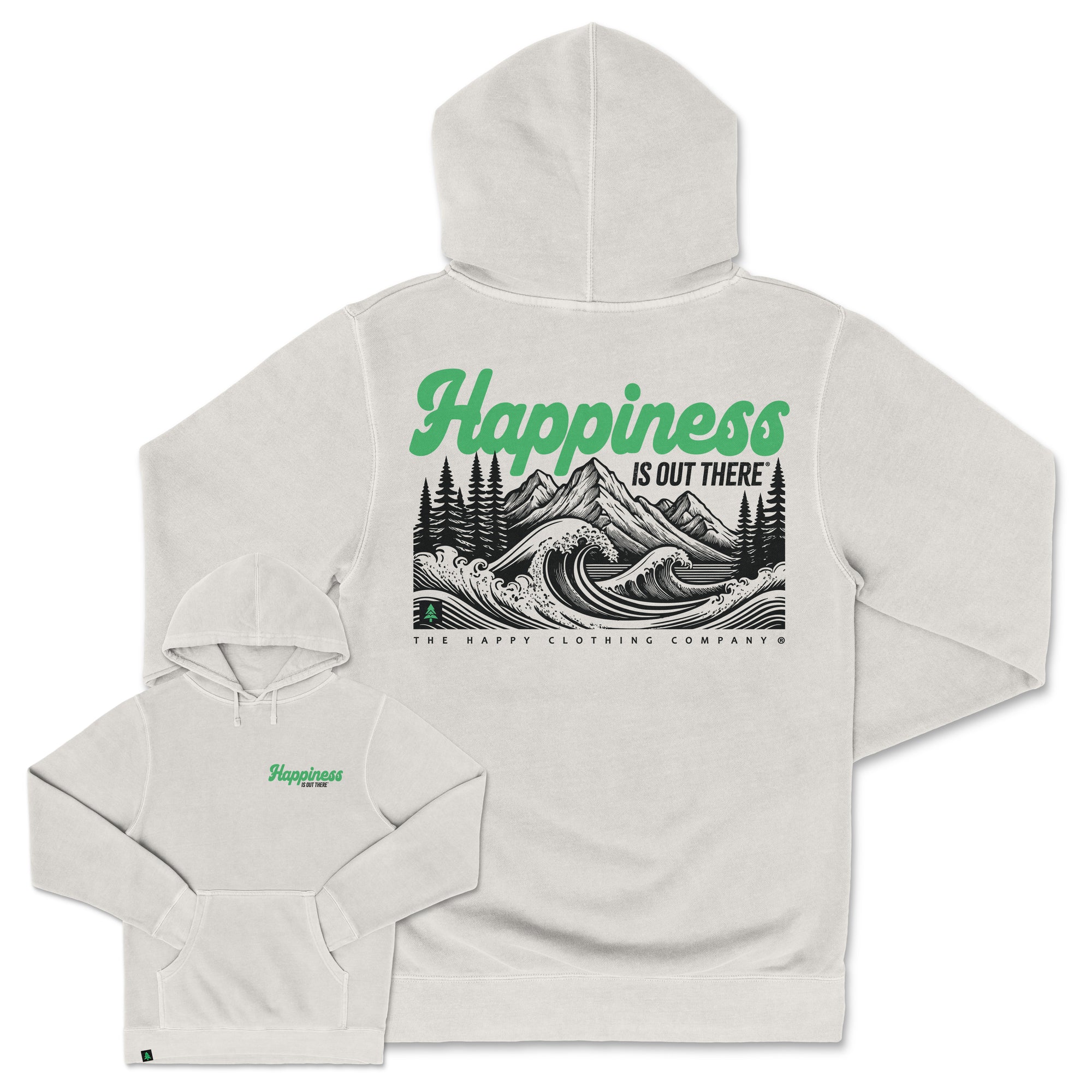 Happiness Is Out There Nature-Dyed Unisex Hoodie - The Happy Clothing Company