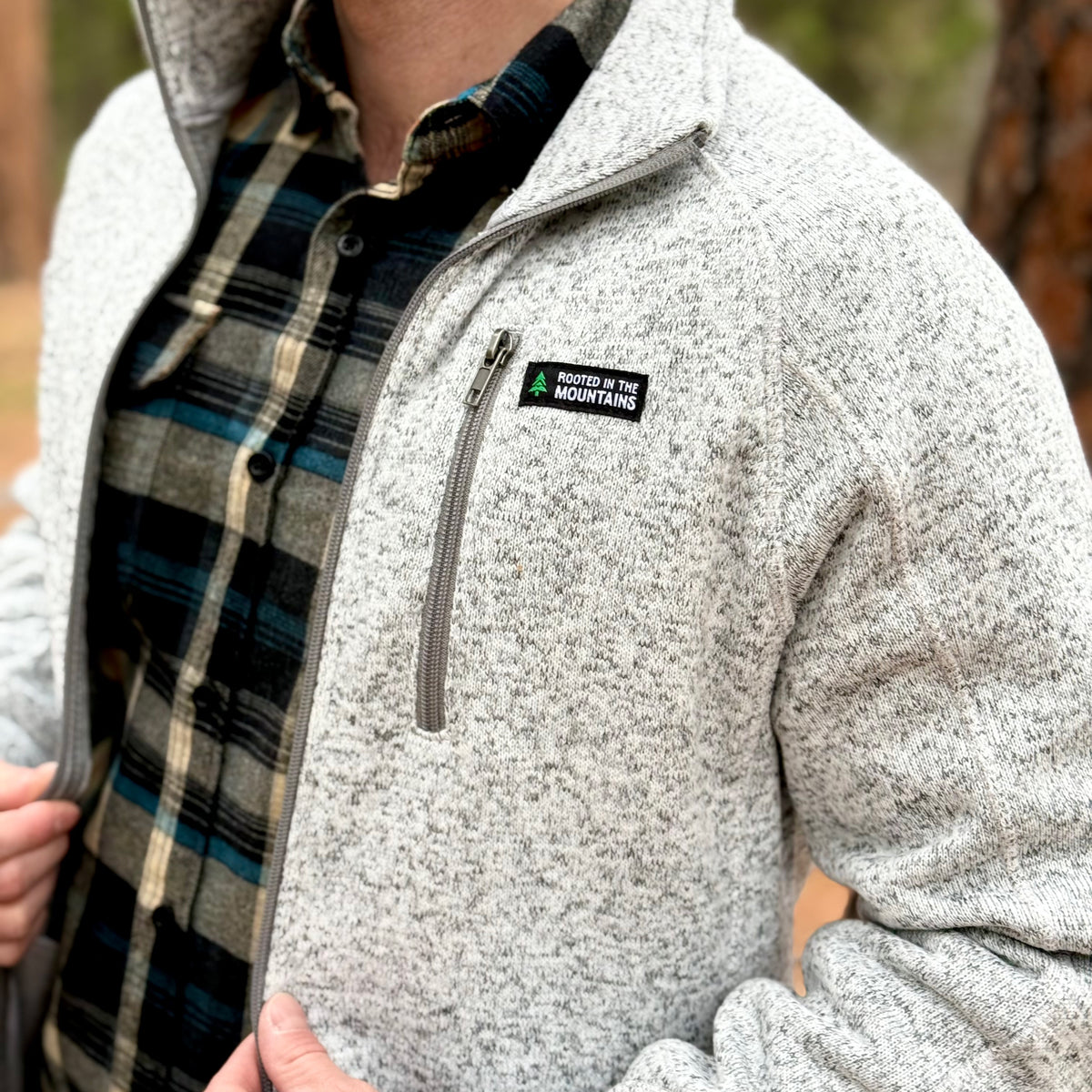 Alpine Knit Full Zip Jacket w / Rooted In The Mountains Label - The Happy Clothing Company