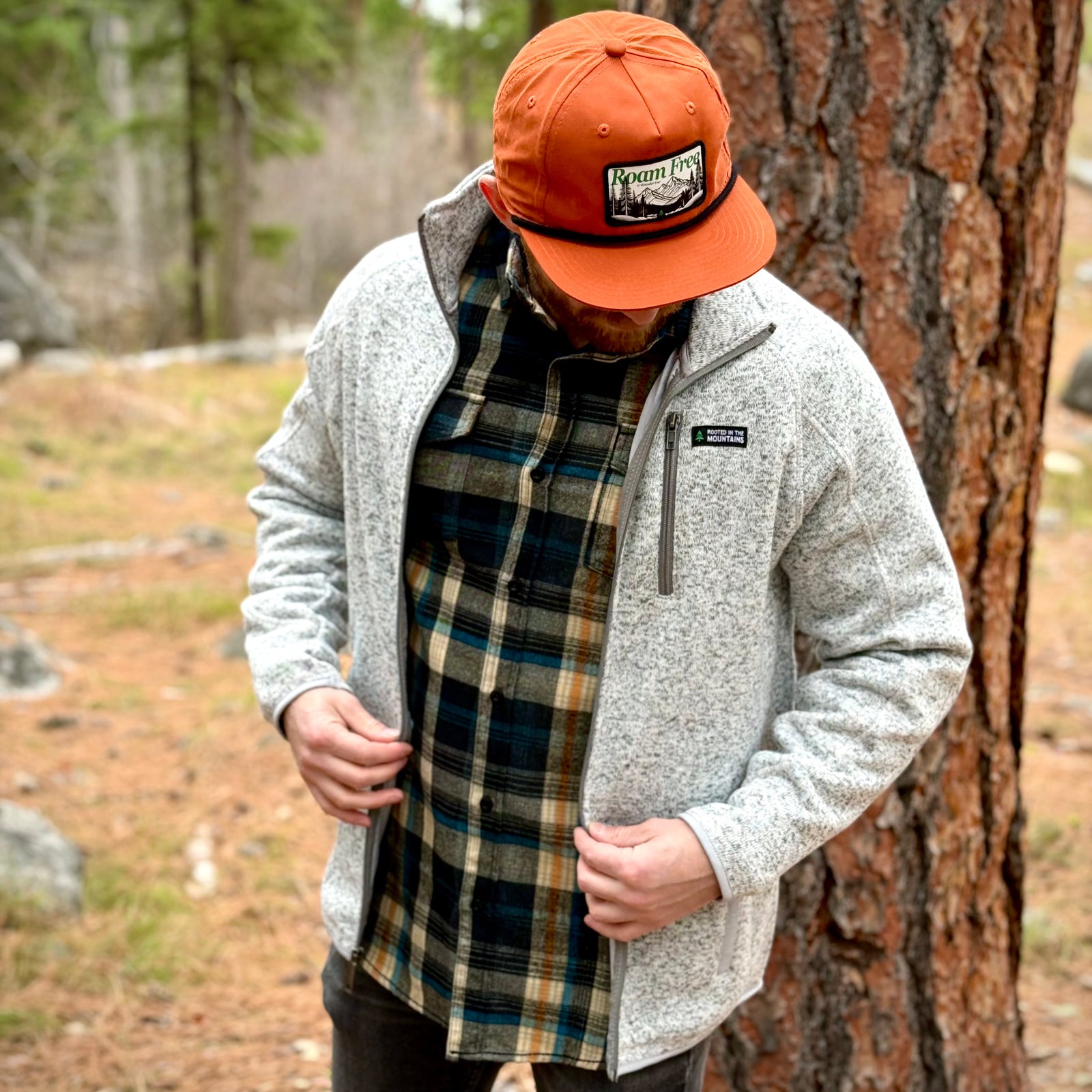 Alpine Knit Full Zip Jacket w / Rooted In The Mountains Label - The Happy Clothing Company