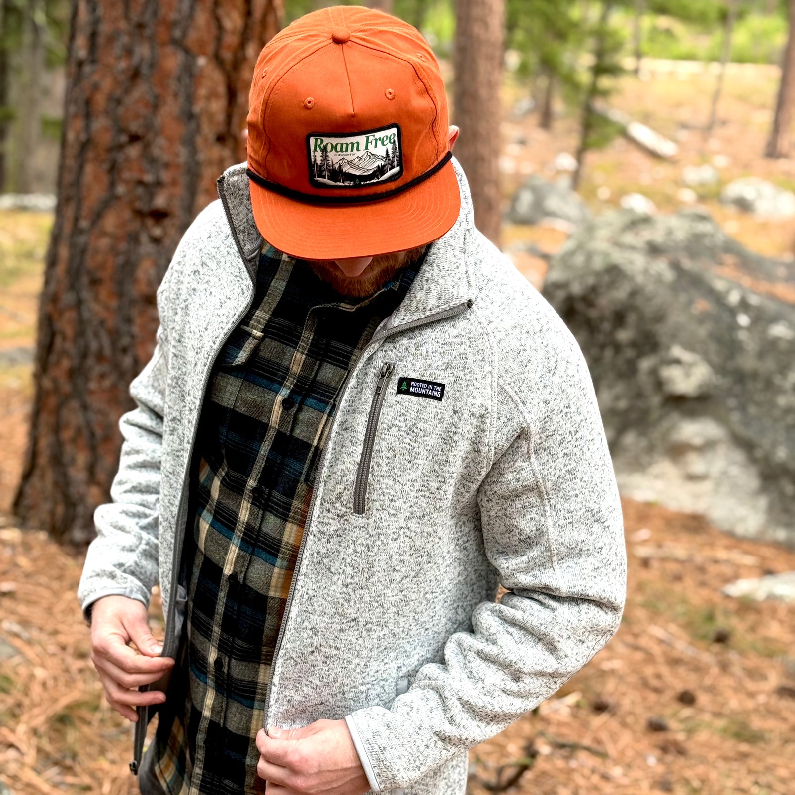 Alpine Knit Full Zip Jacket w / Rooted In The Mountains Label - The Happy Clothing Company