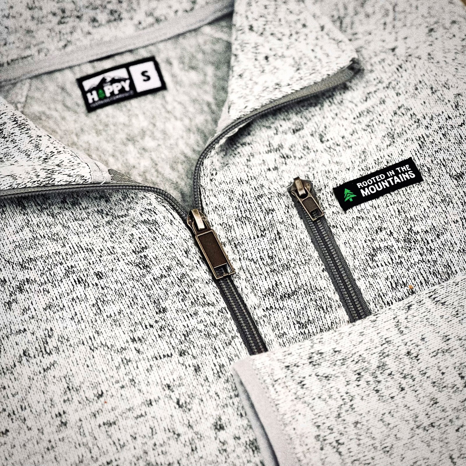 Alpine Knit Full Zip Jacket w / Rooted In The Mountains Label - The Happy Clothing Company