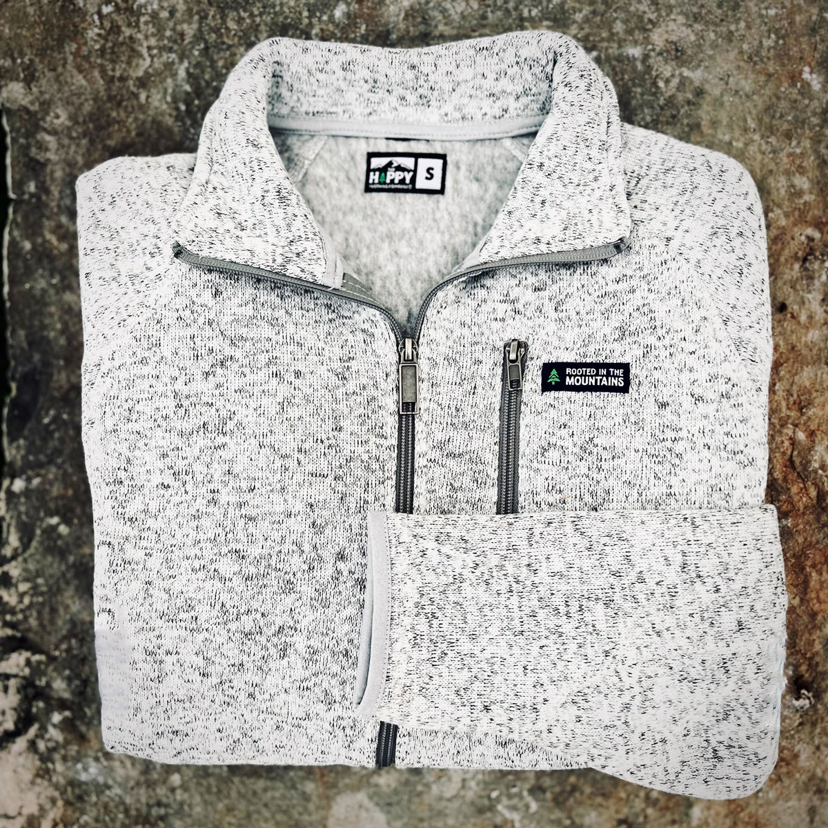 Alpine Knit Full Zip Jacket w / Rooted In The Mountains Label - The Happy Clothing Company