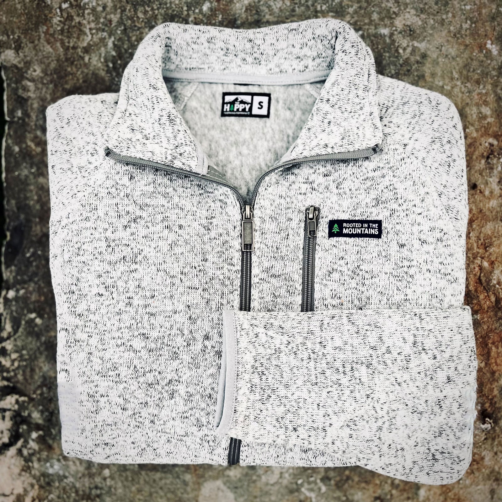 Alpine Knit Full Zip Jacket w / Rooted In The Mountains Label - The Happy Clothing Company