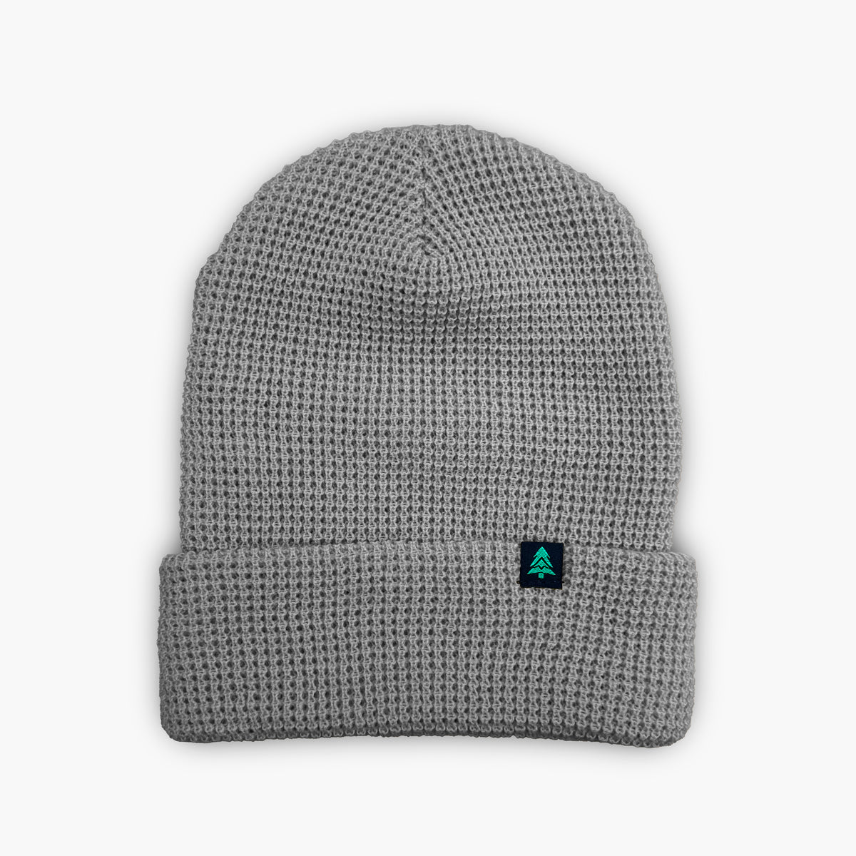 Mountain-Tree Label Waffle Cuffed Beanie - The Happy Clothing Company