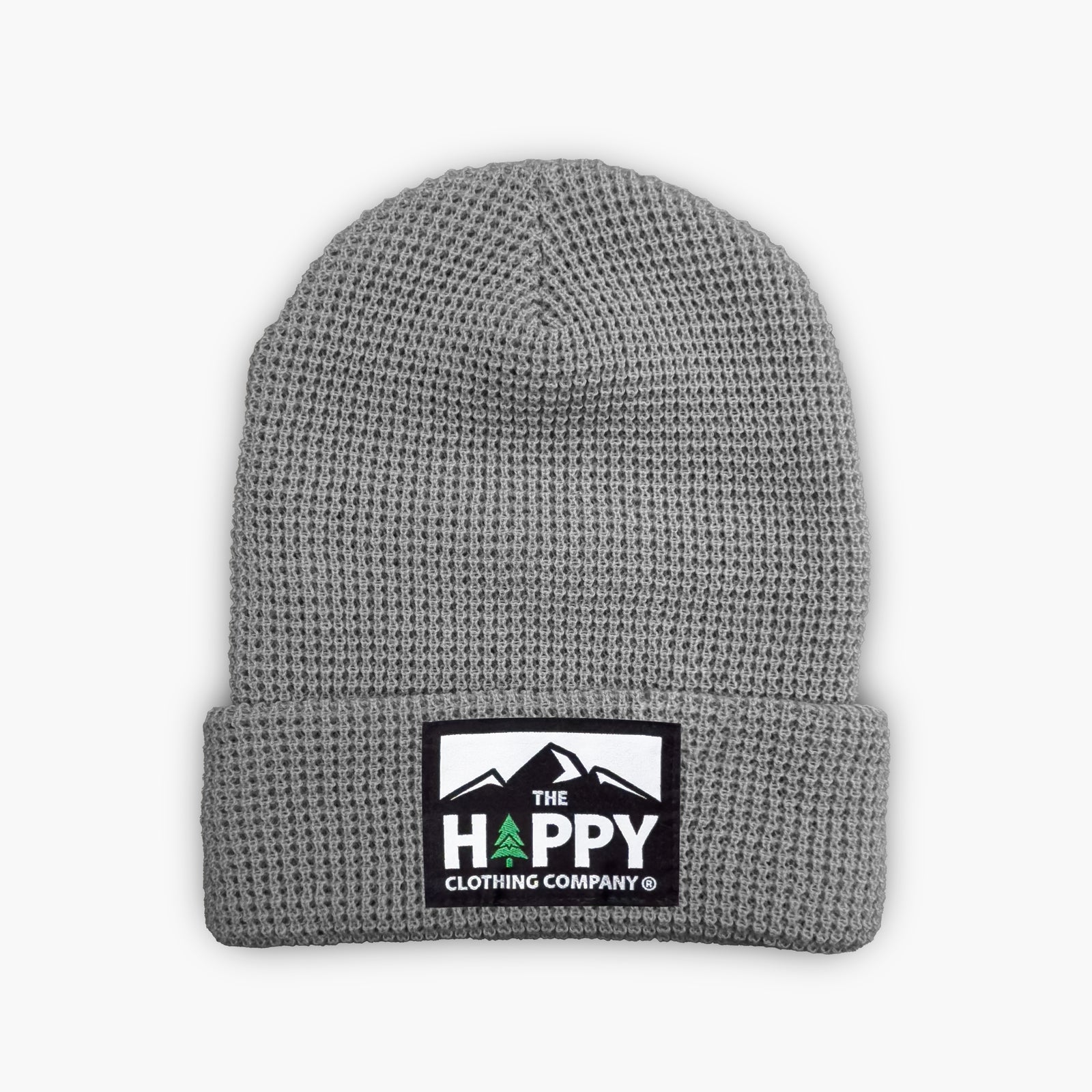 Logo Label Waffle Cuffed Beanie - The Happy Clothing Company